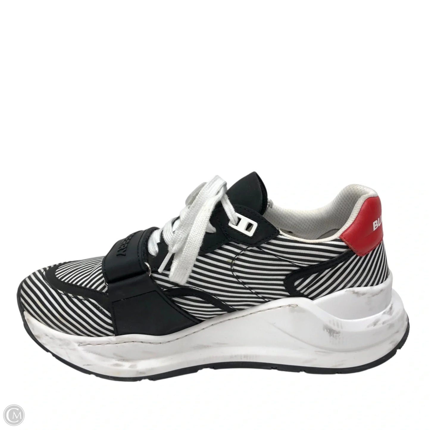 Shoes Luxury Designer By Burberry In Black & White, Size: 9.5