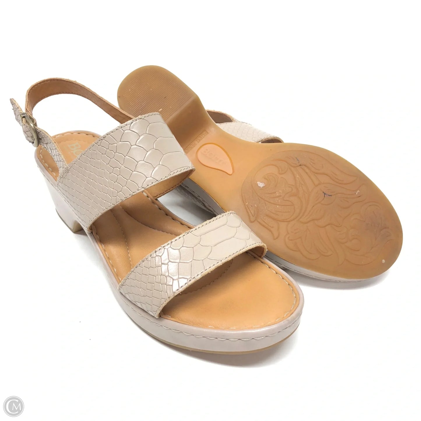 Sandals Heels Block By Born In Taupe, Size: 8