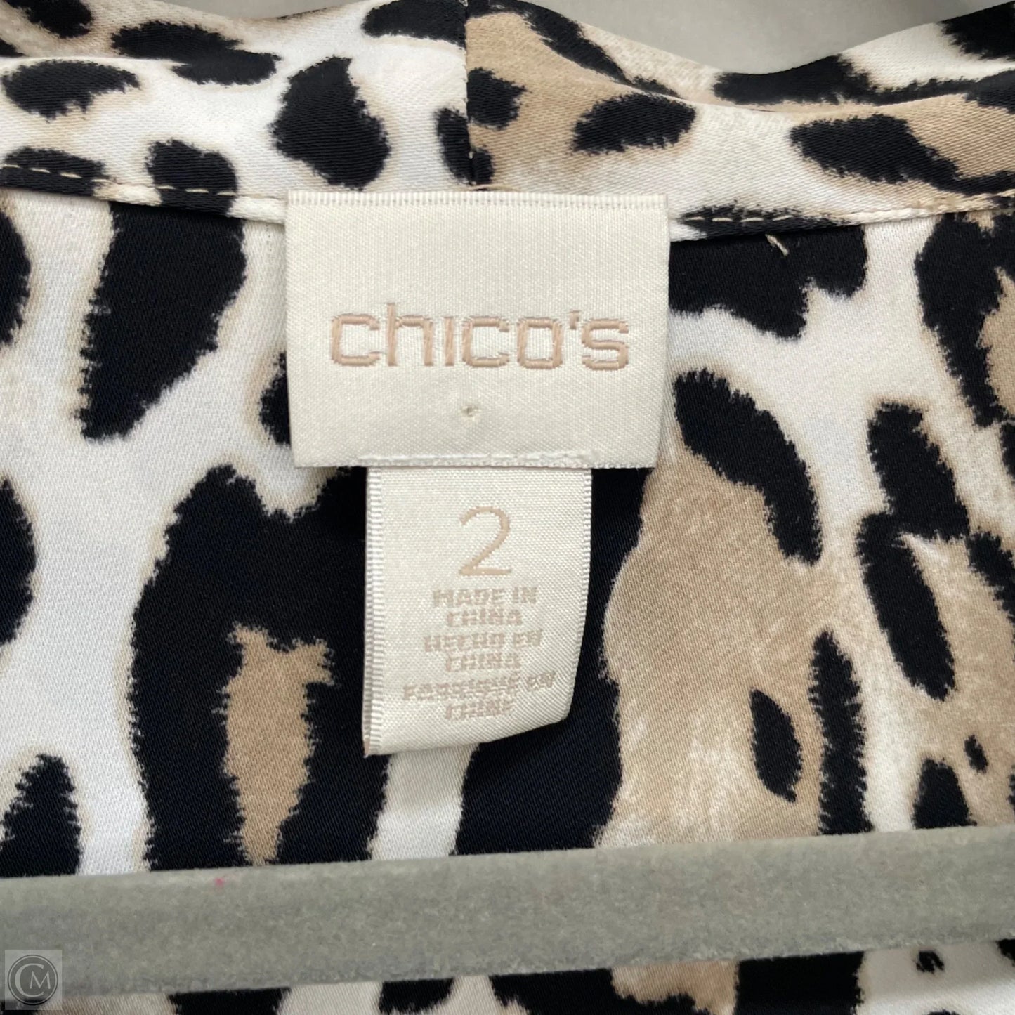 Blouse Long Sleeve By Chicos In Leopard Print, Size: L