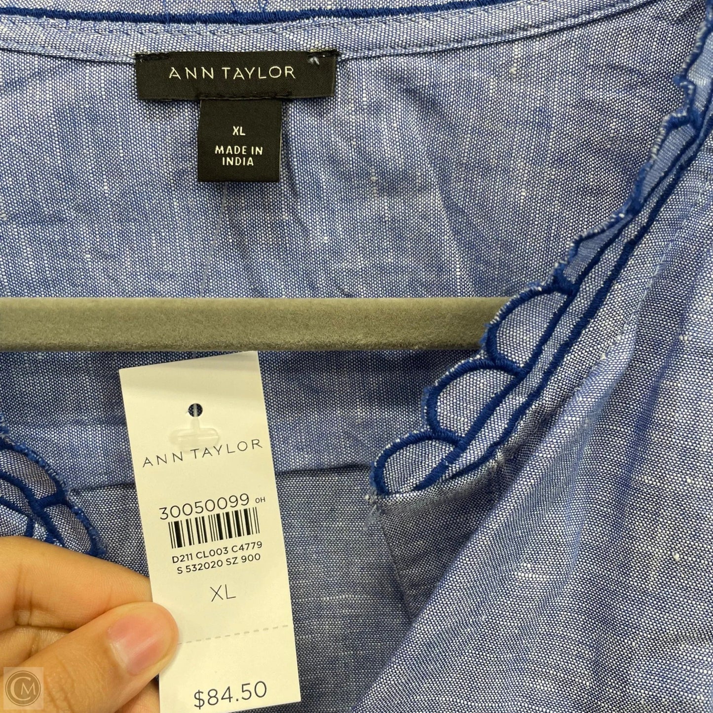 Tunic 3/4 Sleeve By Ann Taylor In Blue, Size: Xl