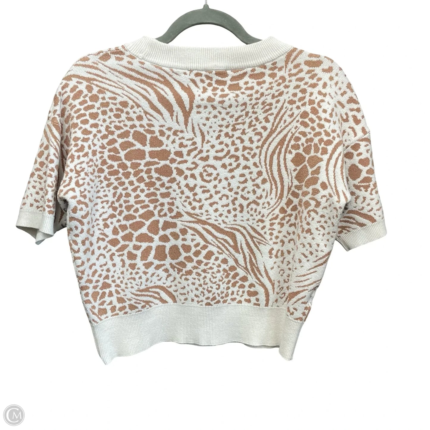 Sweater Short Sleeve By Ann Taylor In Tan & White, Size: Xsp