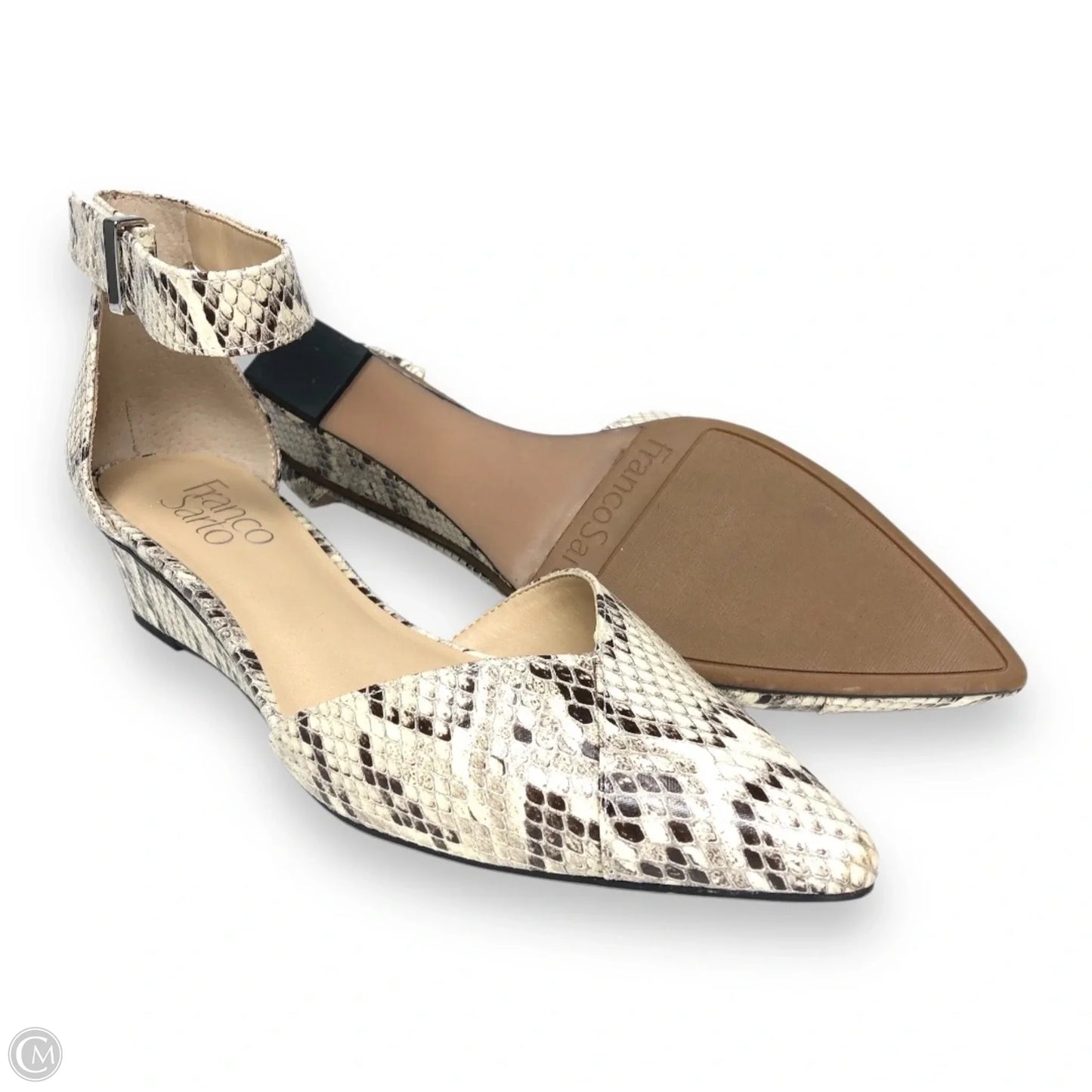 Sandals Heels Wedge By Franco Sarto In Snakeskin Print, Size: 6.5