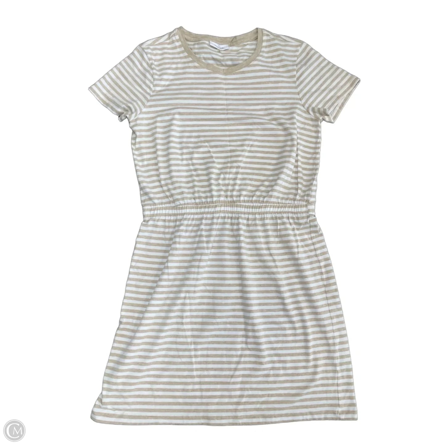 Dress Casual Short By Calvin Klein In Tan & White, Size: M