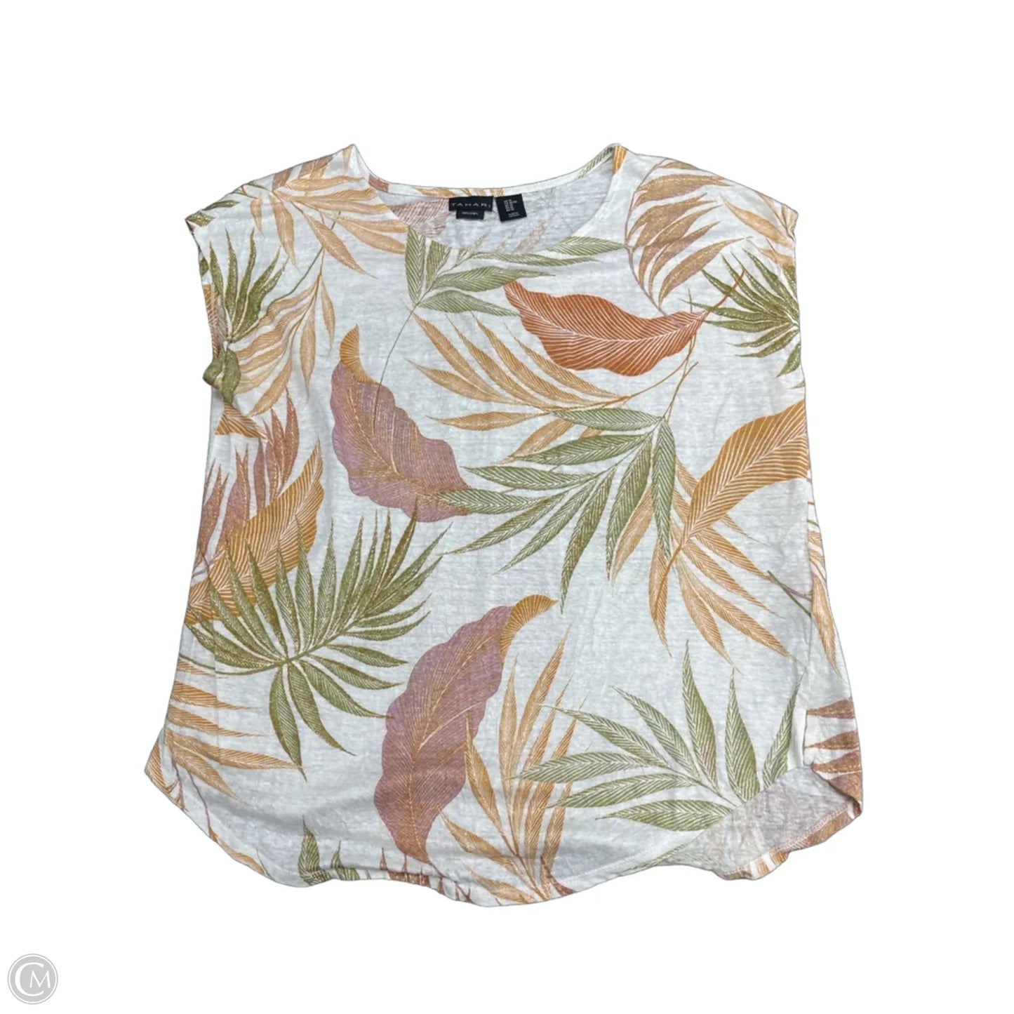 Top Short Sleeve By Tahari In Tropical Print, Size: Xl