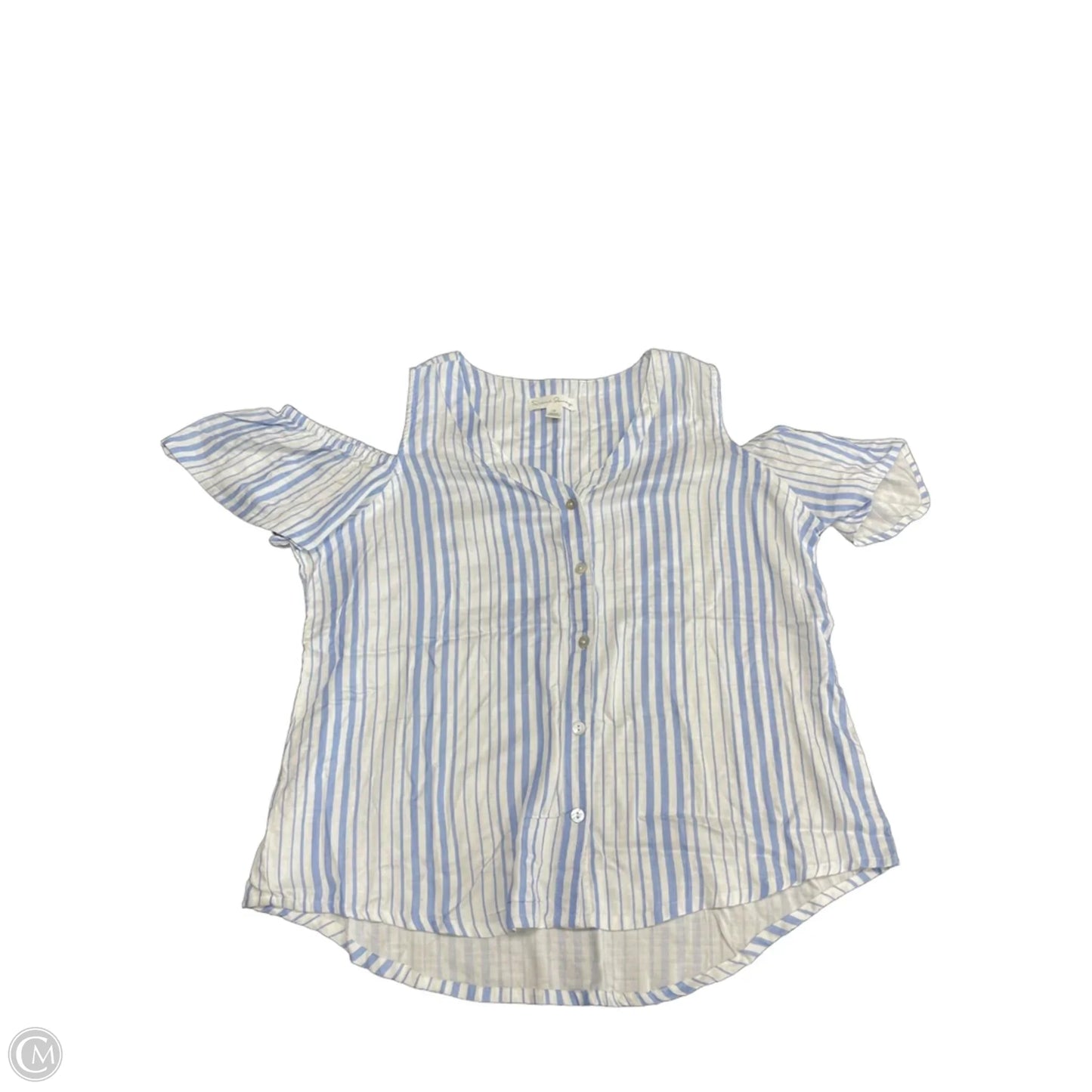 Top Short Sleeve By French Laundry In Blue & White, Size: 1x
