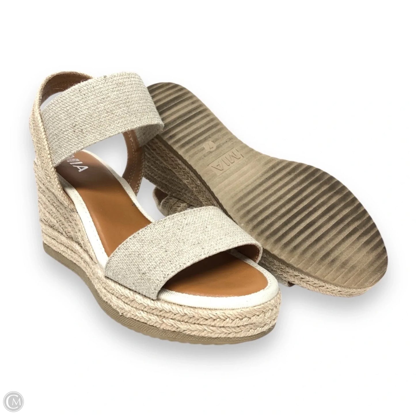 Sandals Heels Wedge By Mia In Beige, Size: 7