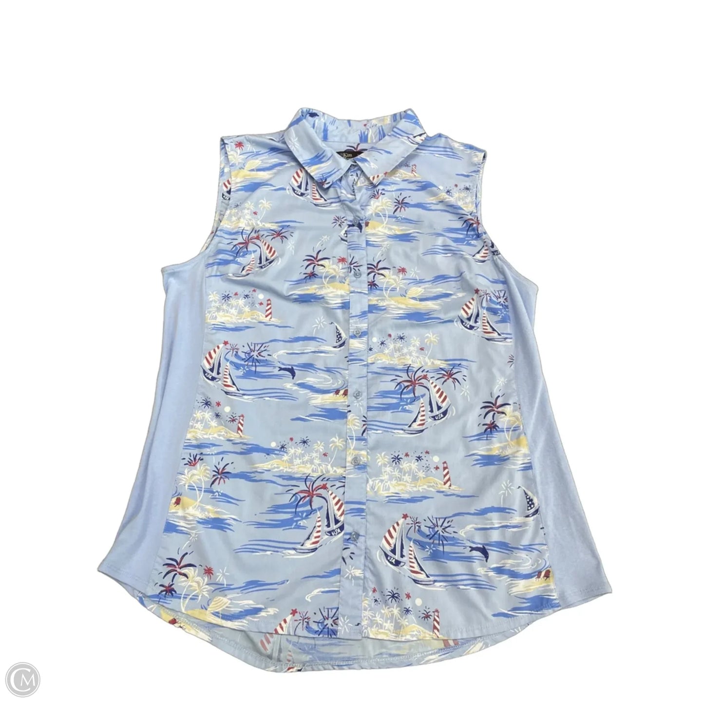 Top Sleeveless By Kim Rogers In Blue, Size: L