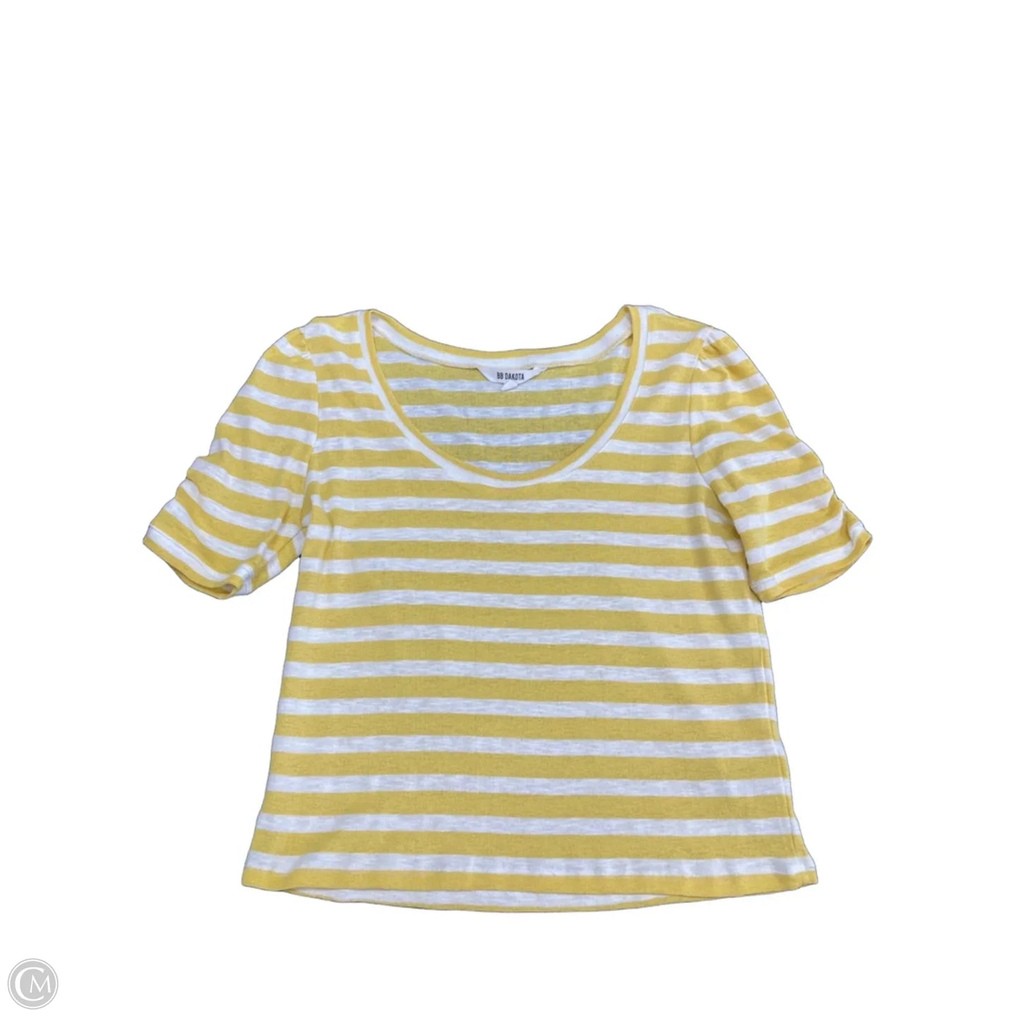 Top Short Sleeve Basic By Bb Dakota In White & Yellow, Size: S