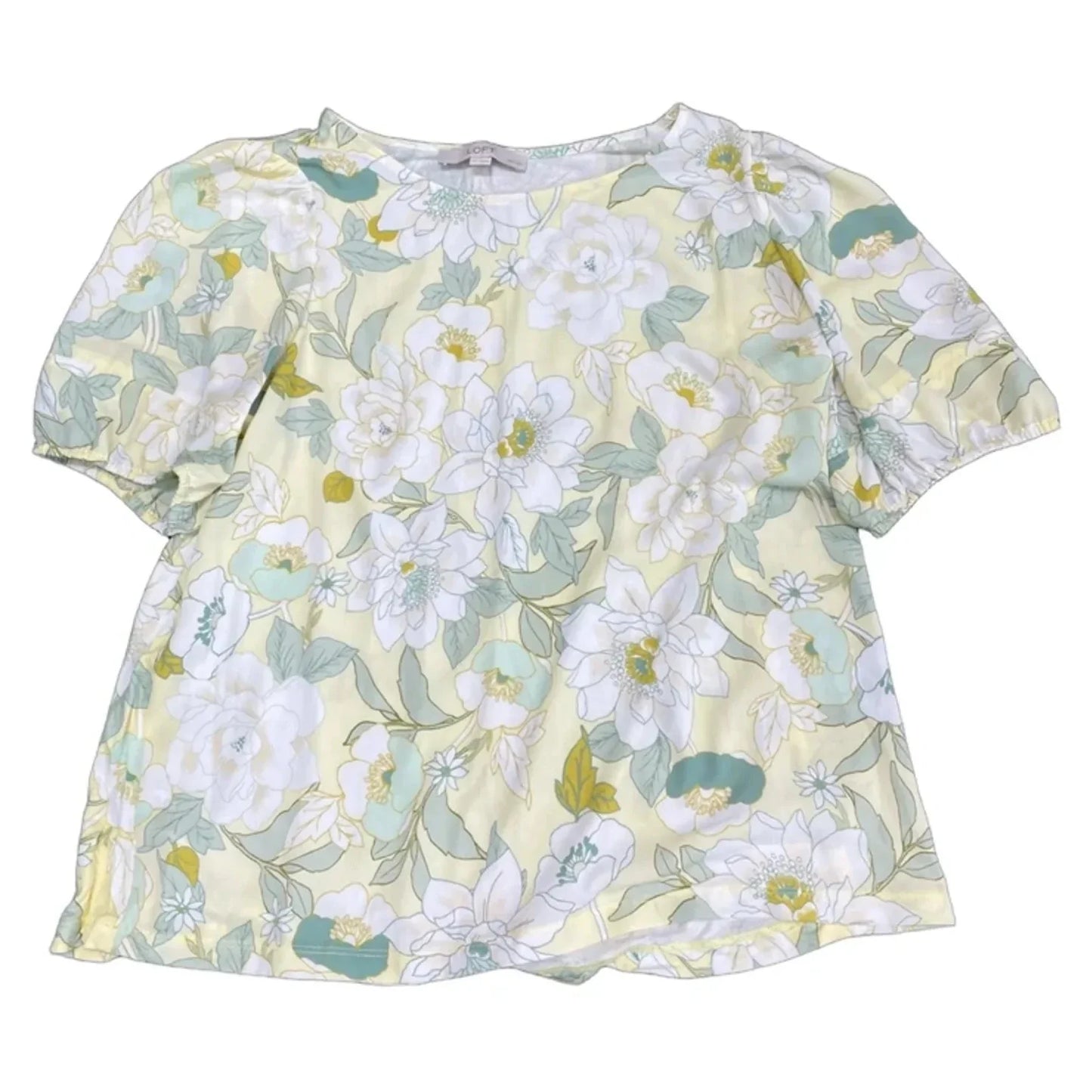 Top Short Sleeve By Loft In Green & Yellow, Size: Lp