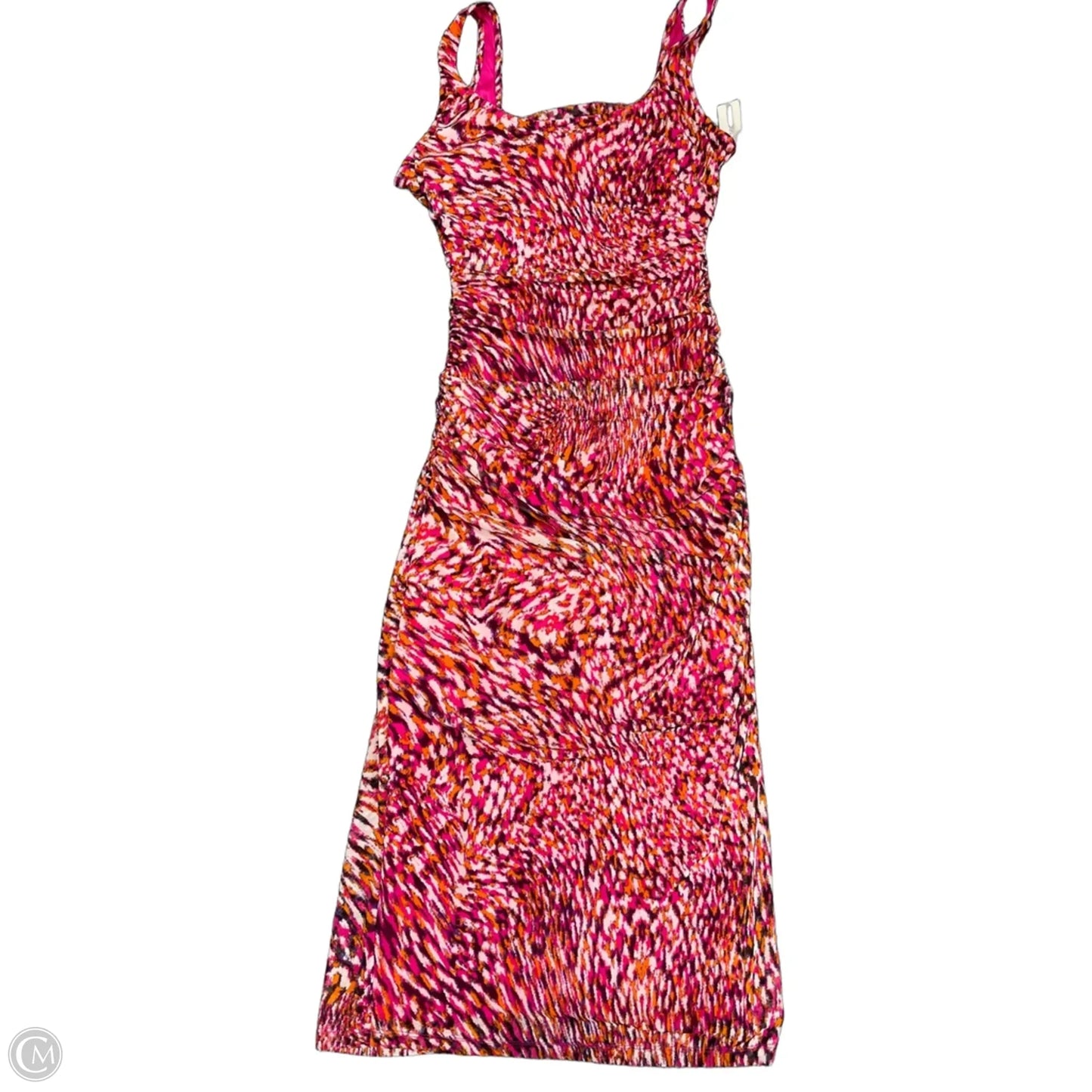 Dress Casual Midi By Bar Iii In Orange & Pink, Size: L
