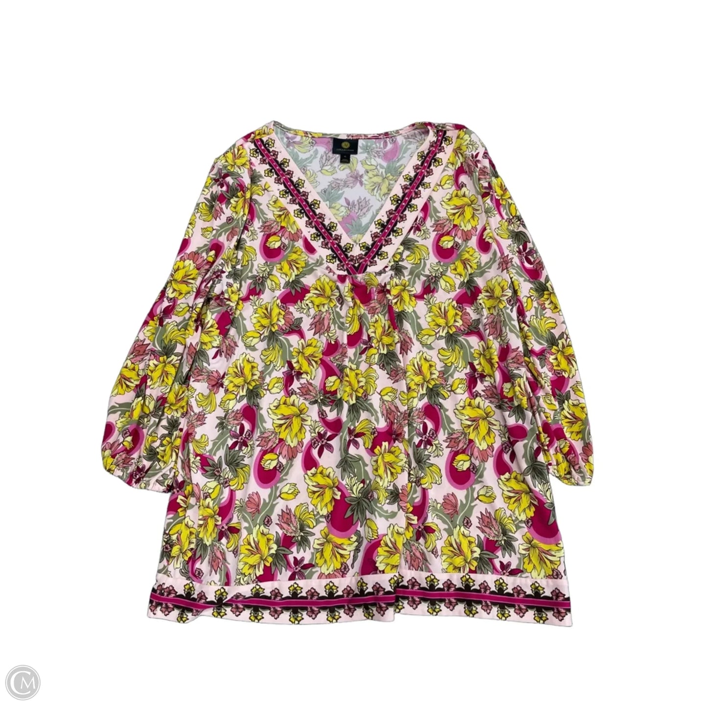 Top Long Sleeve By Jm Collections In Floral Print, Size: Xl