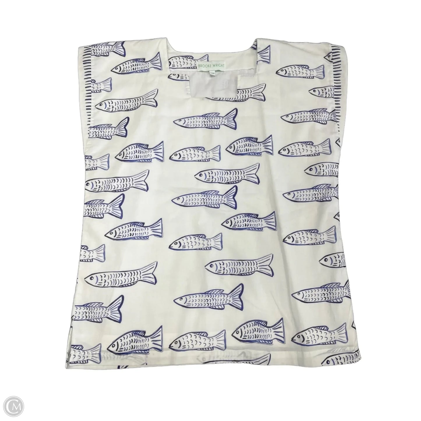 Top Short Sleeve By Cmb In Blue & White, Size: S