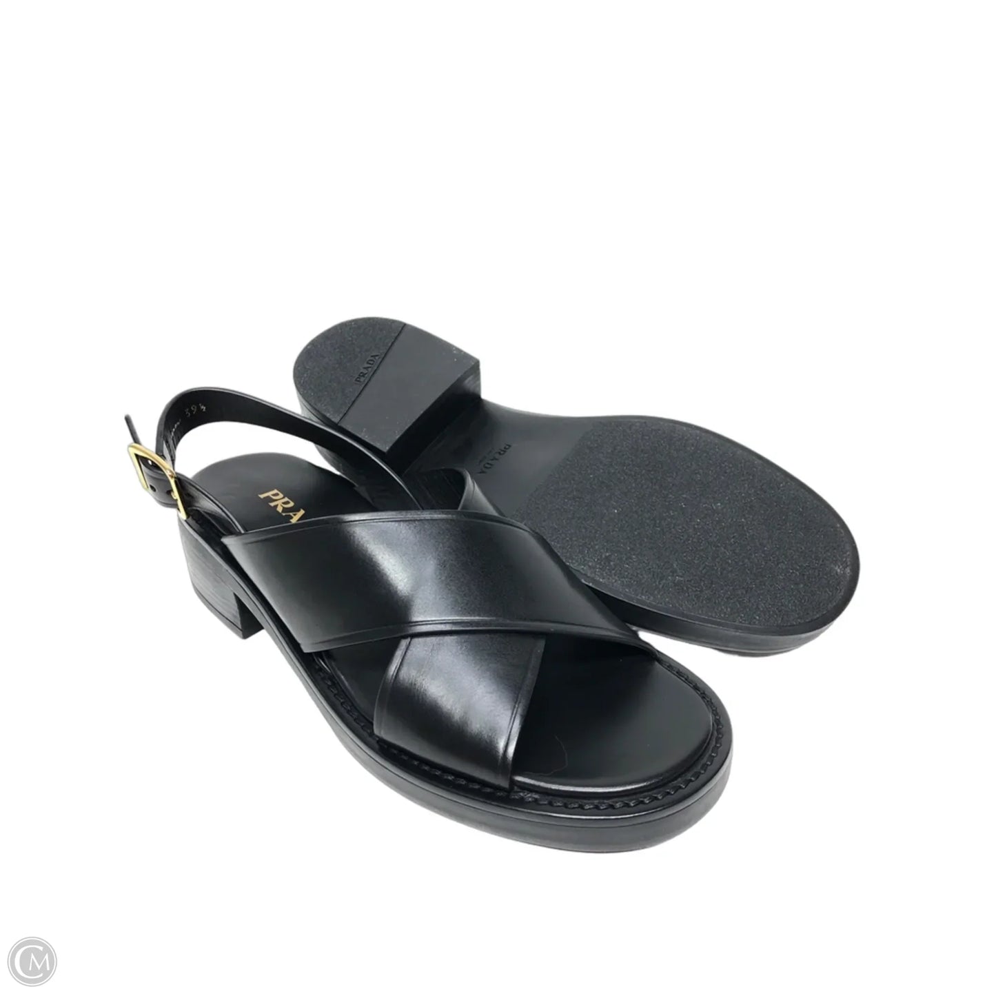 Sandals Luxury Designer By Prada In Black, Size: 9