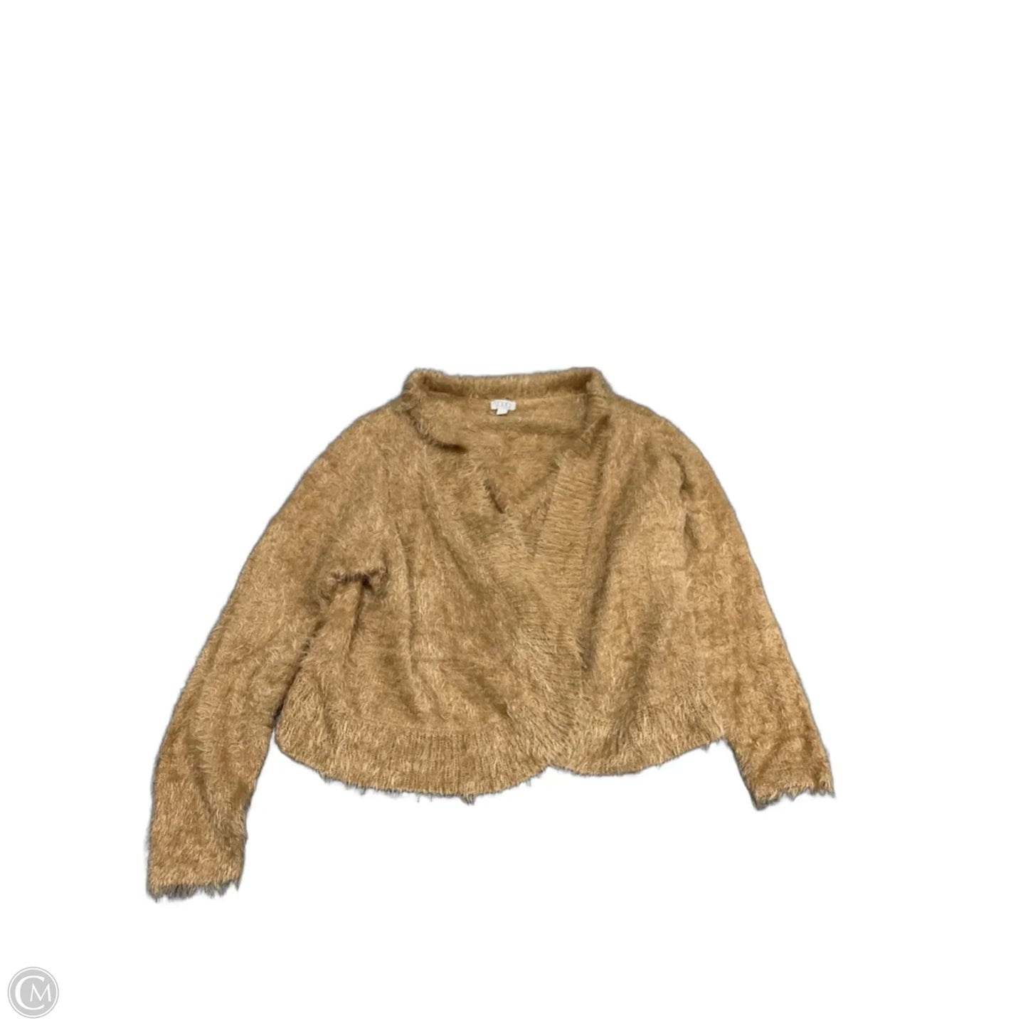Sweater Cardigan By Logo In Tan, Size: Xl