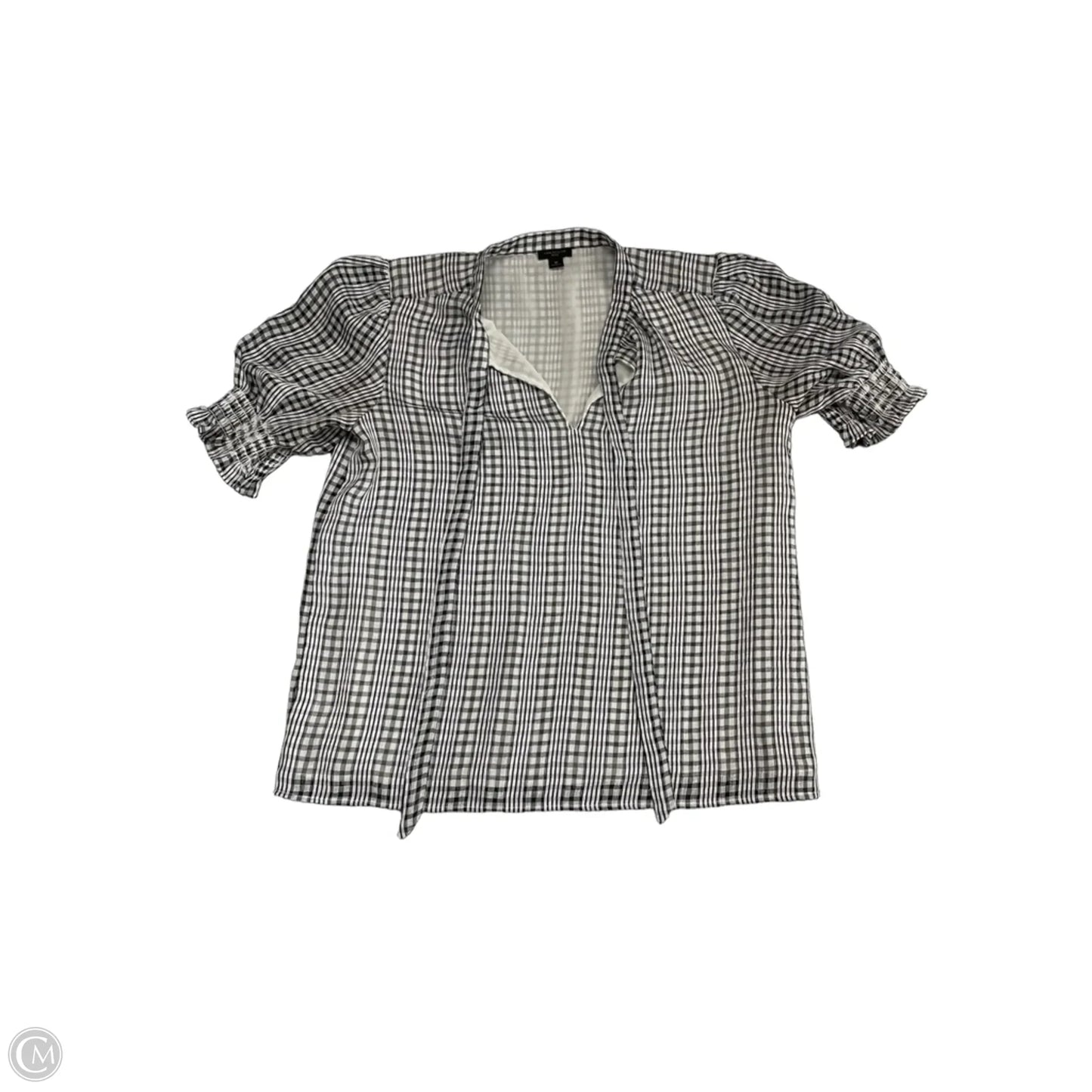 Blouse Short Sleeve By Ann Taylor In Black & White, Size: Mp