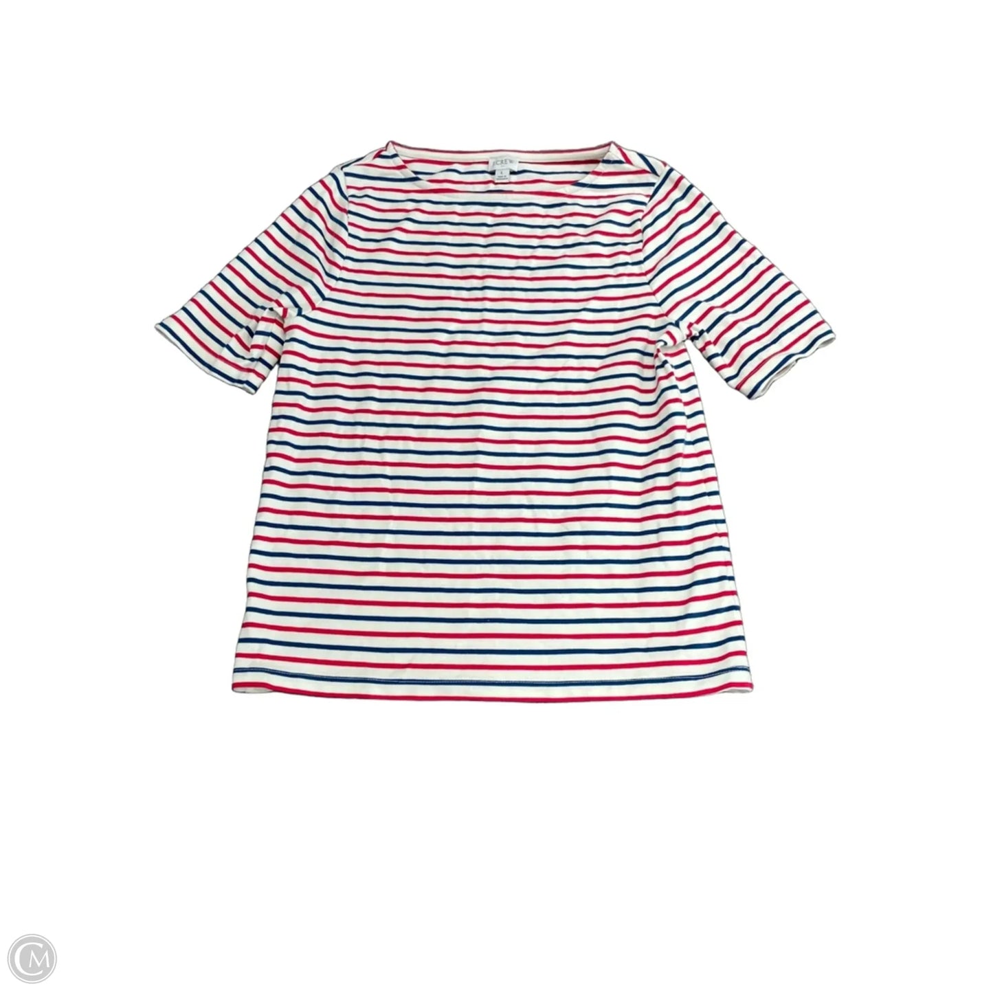 Top Short Sleeve Basic By J. Crew In Blue & Red & White, Size: L