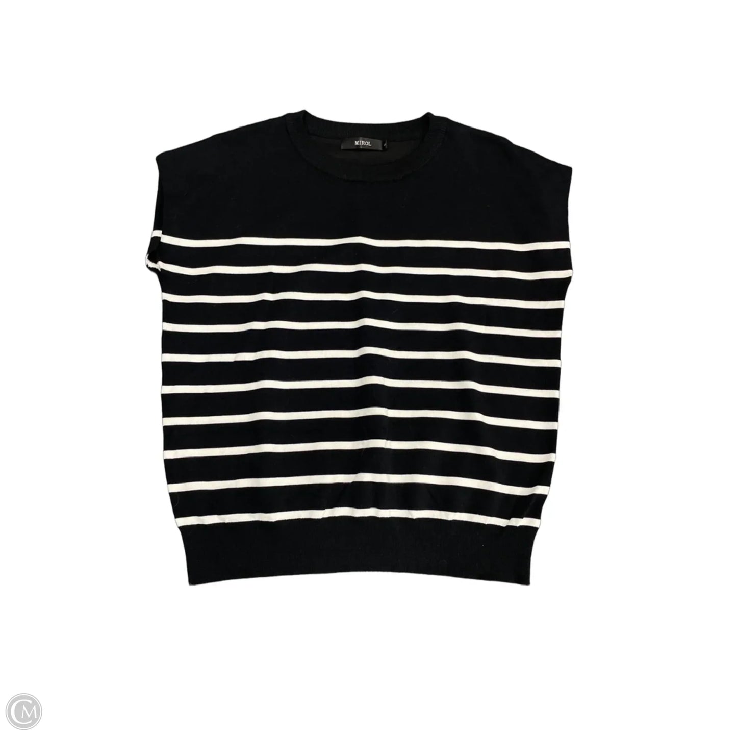 Top Short Sleeve By Clothes Mentor In Black & White, Size: L