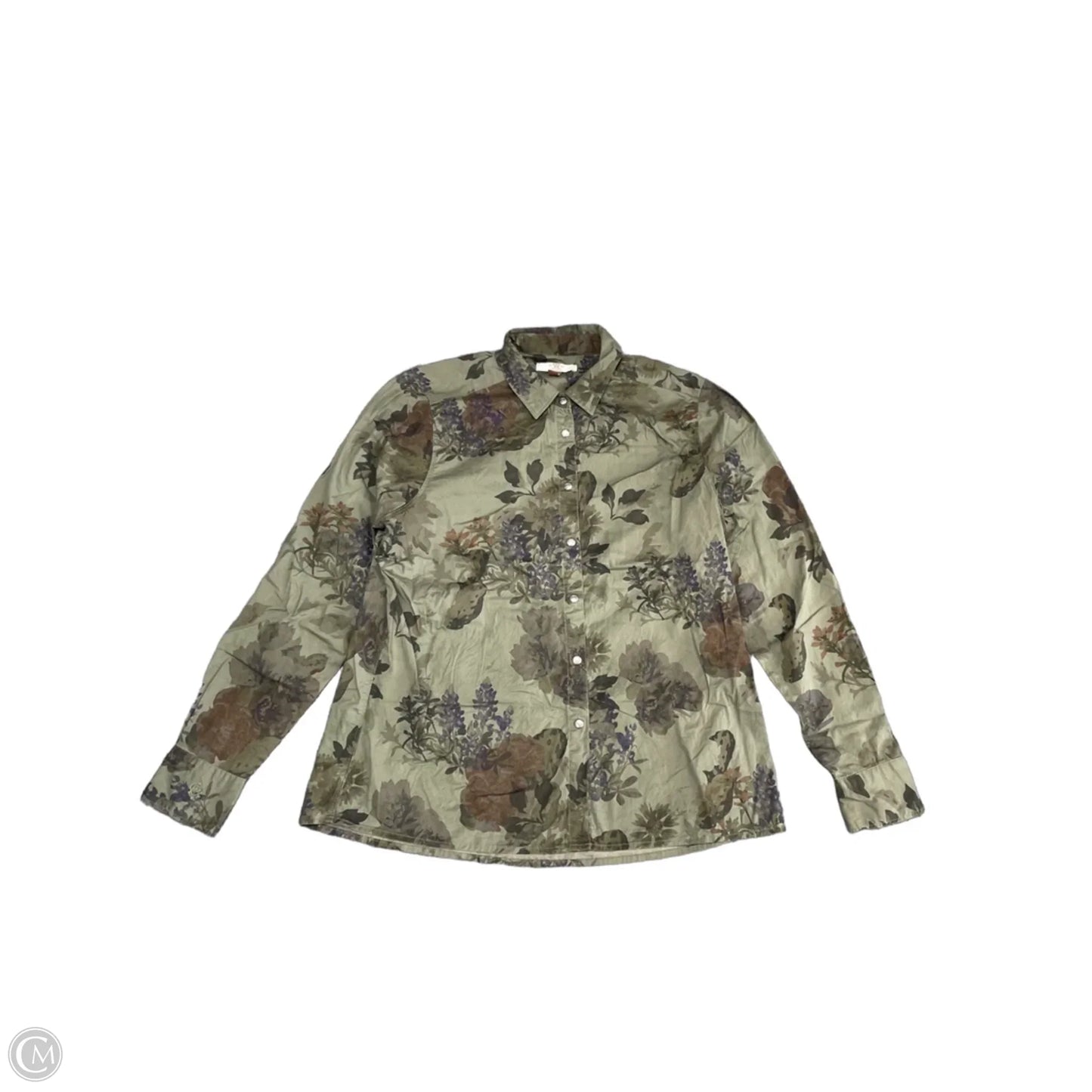 Top Long Sleeve By Cmb In Green, Size: L