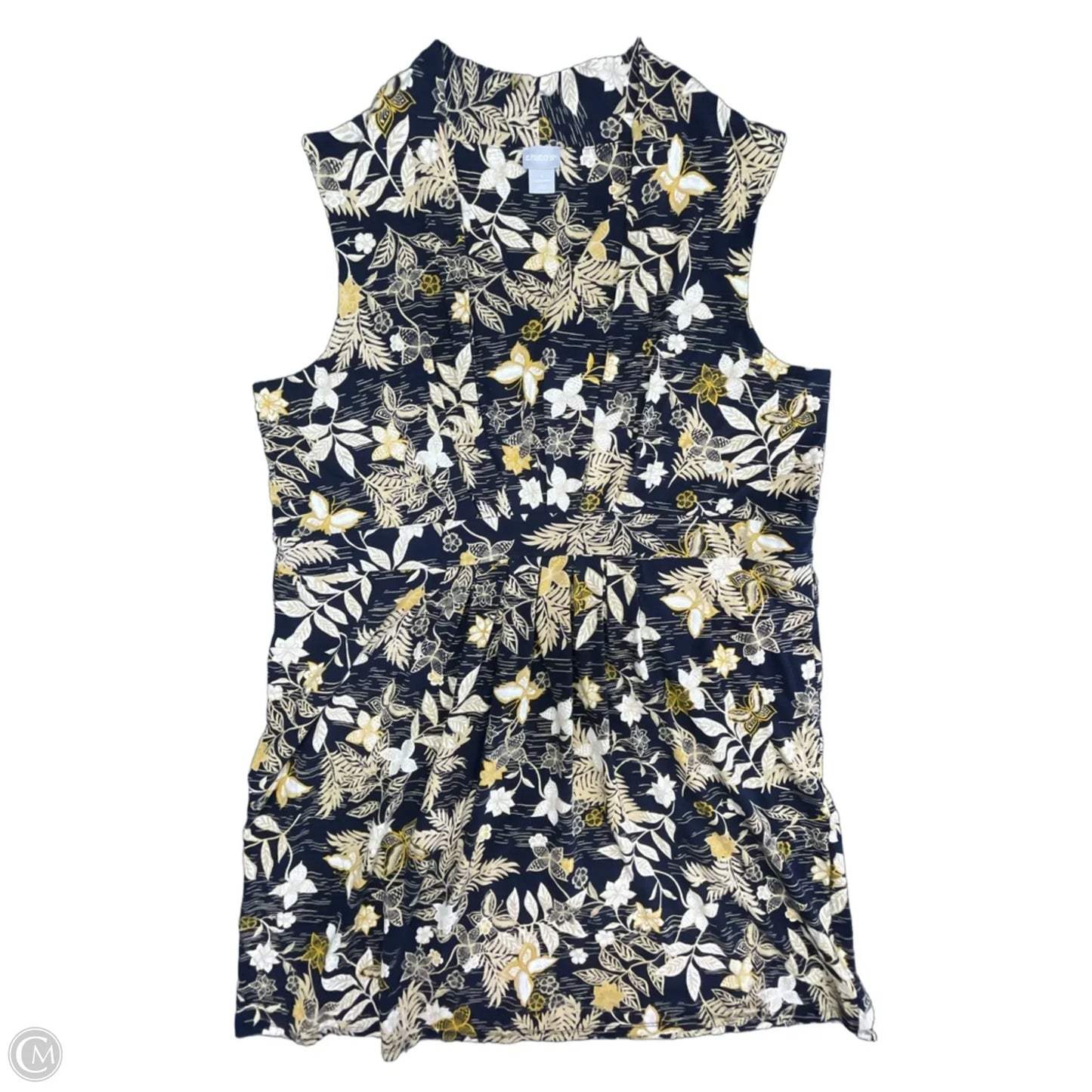 Dress Casual Short By Chicos In Blue & Yellow, Size: Xxl