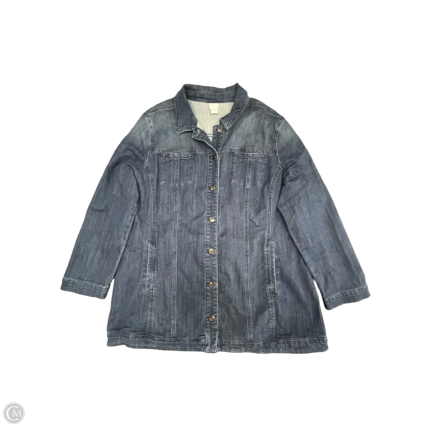 Jacket Denim By Chicos In Blue Denim, Size: Xxl