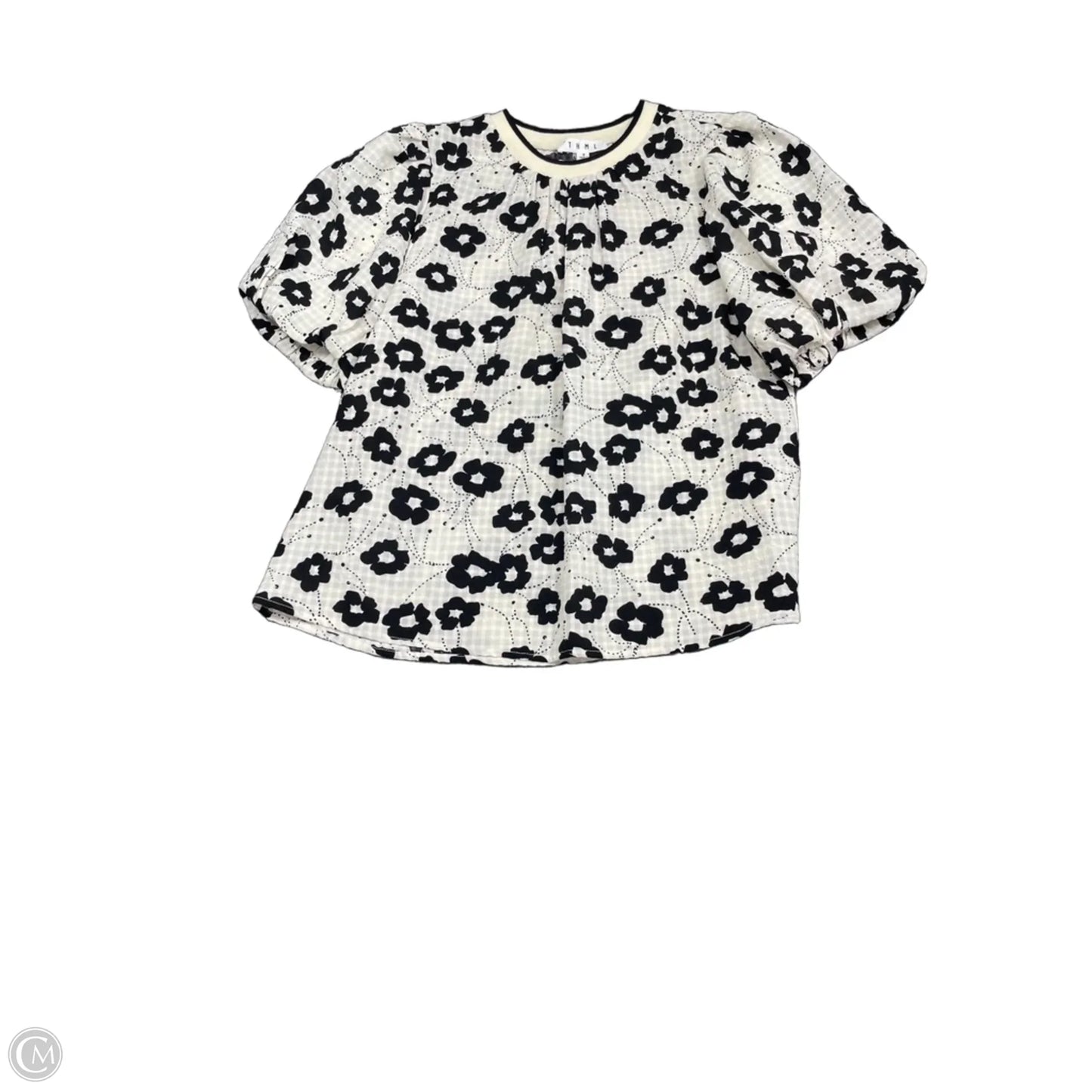 Blouse Short Sleeve By Thml In Black & Cream, Size: S