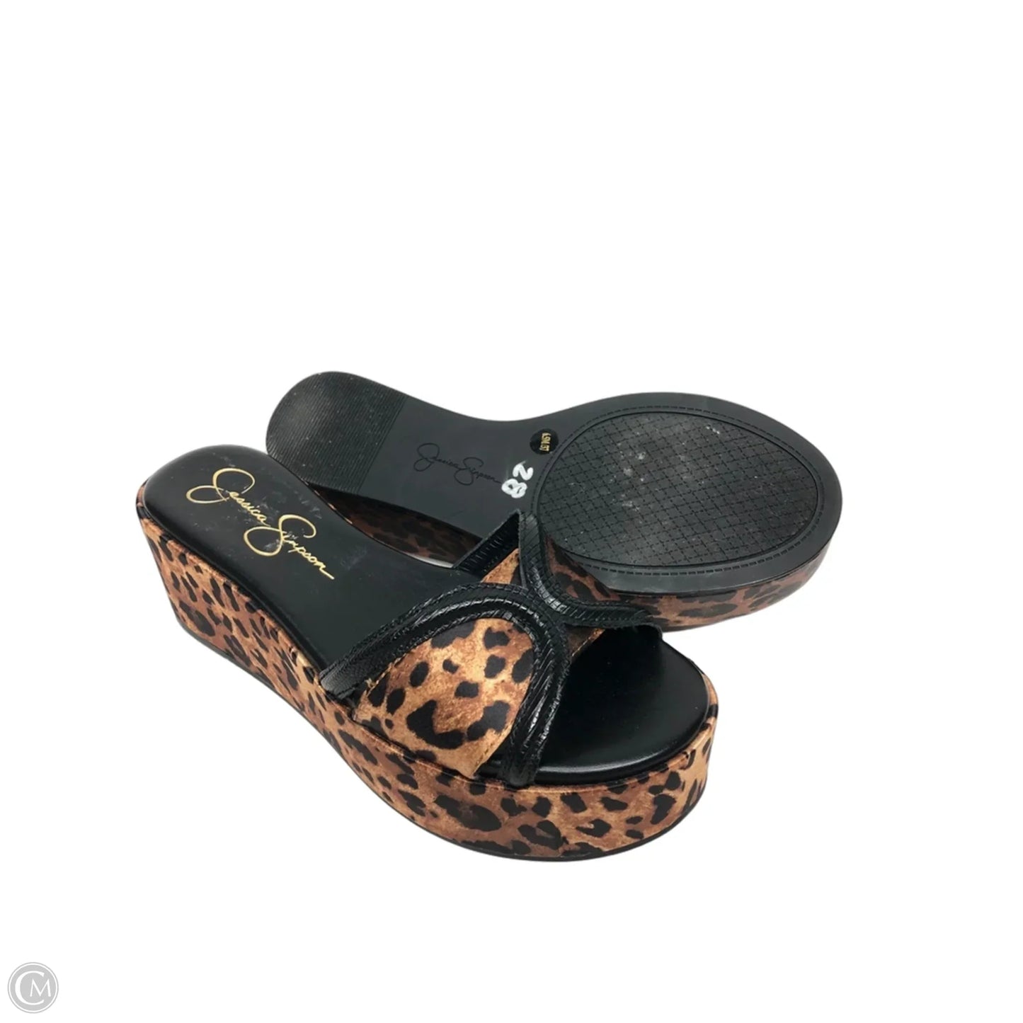 Sandals Heels Platform By Jessica Simpson In Animal Print, Size: 6.5