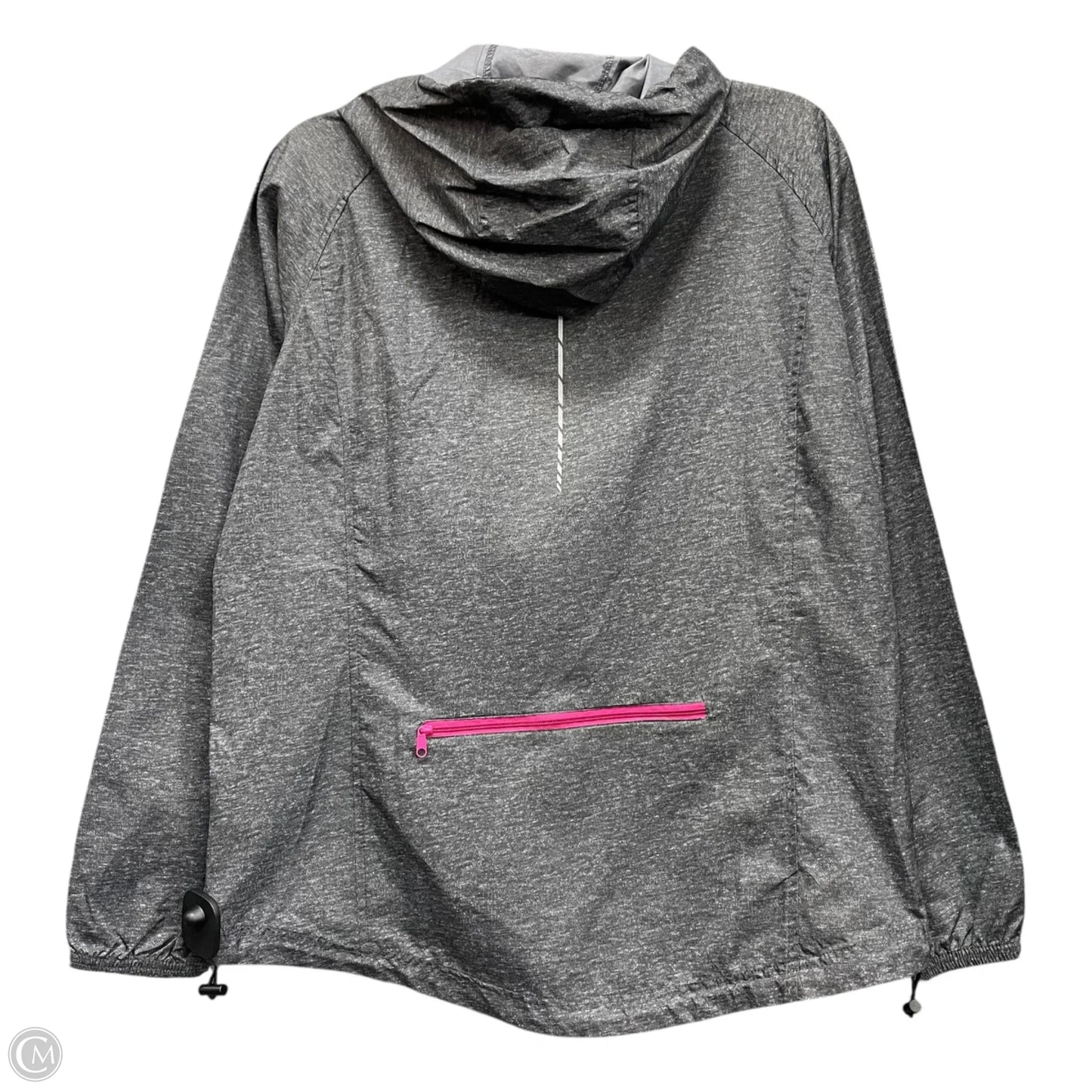 Jacket Windbreaker By Asics In Grey, Size: L