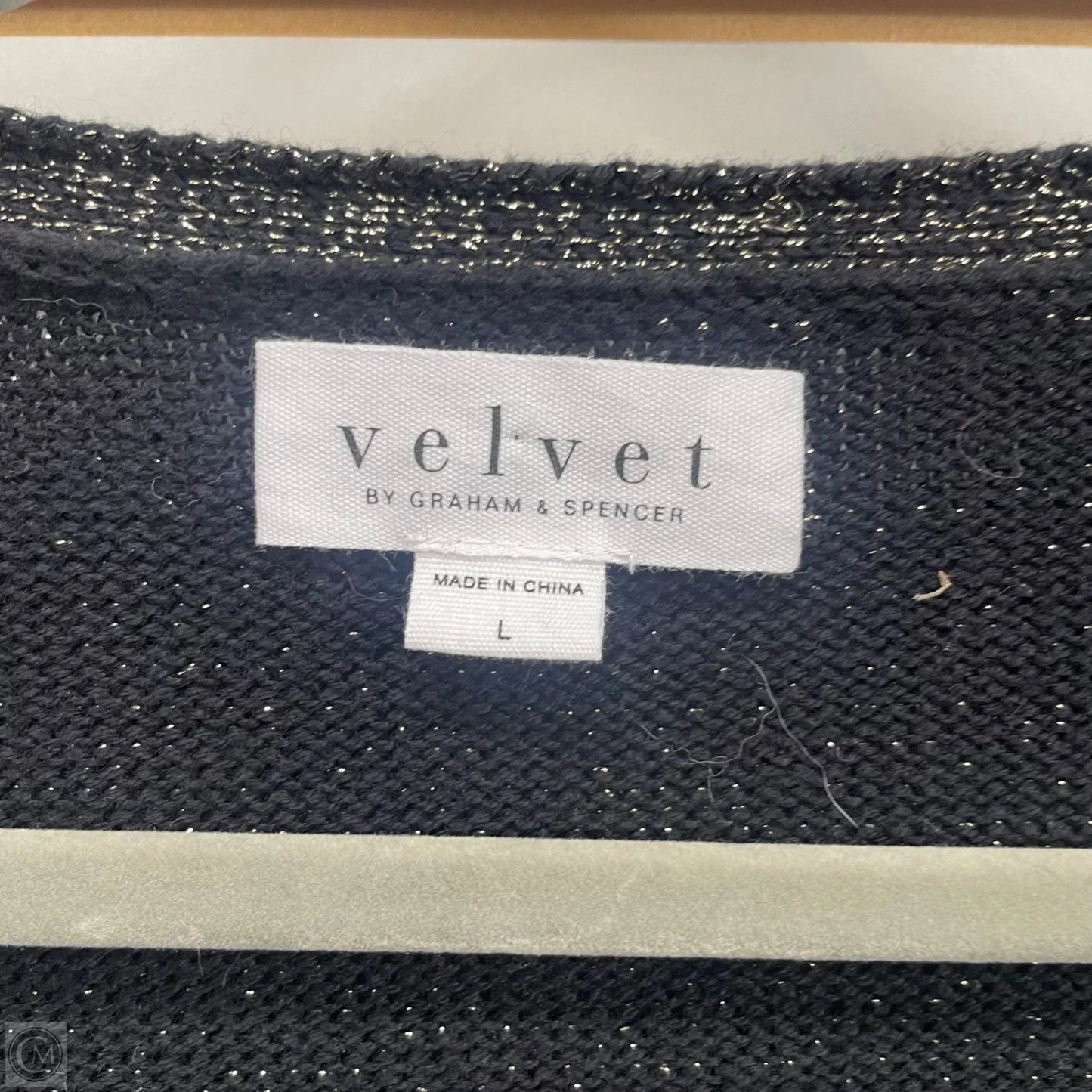 Cardigan By Velvet By Graham & Spencer In Black & Gold, Size: L