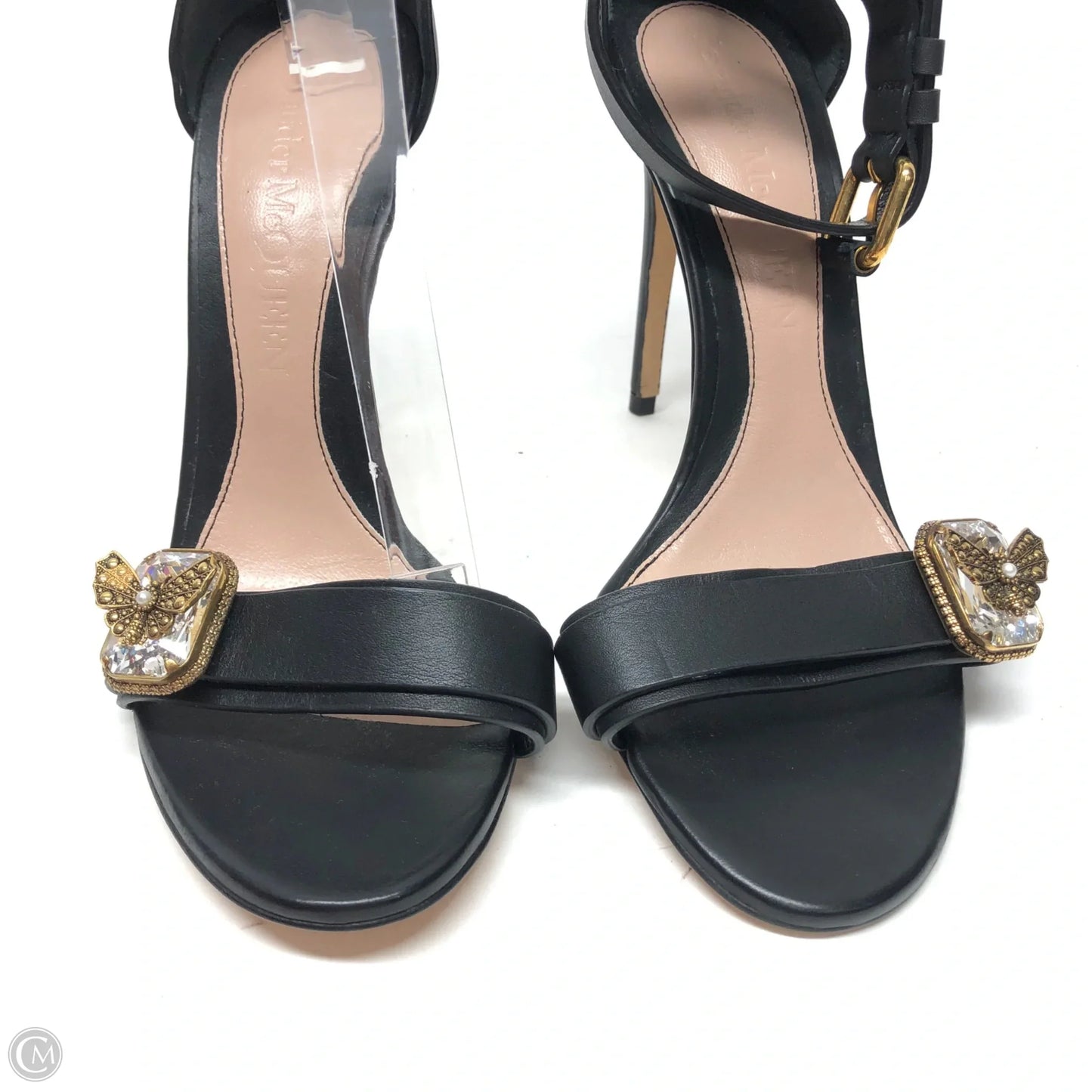 Shoes Luxury Designer By Alexander Mcqueen In Black & Gold, Size: 7