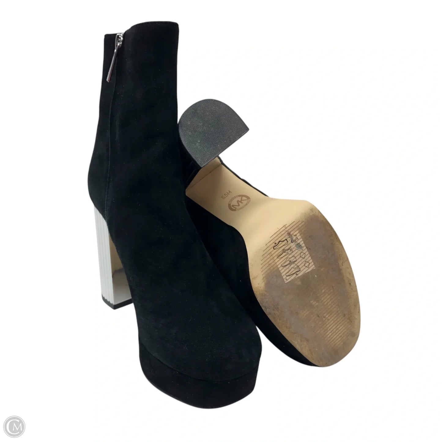 Boots Ankle Heels By Michael By Michael Kors In Black & Silver, Size: 6.5