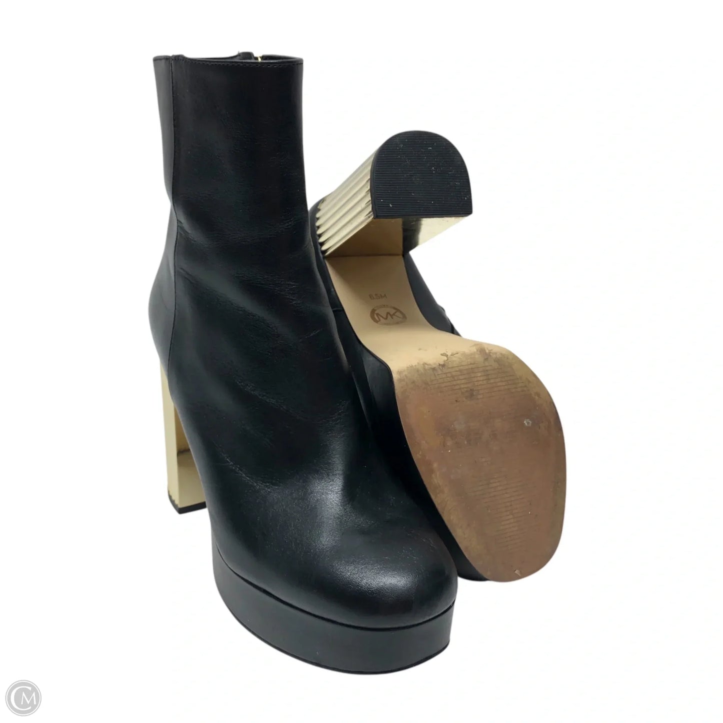 Boots Ankle Heels By Michael By Michael Kors In Black & Gold, Size: 6.5