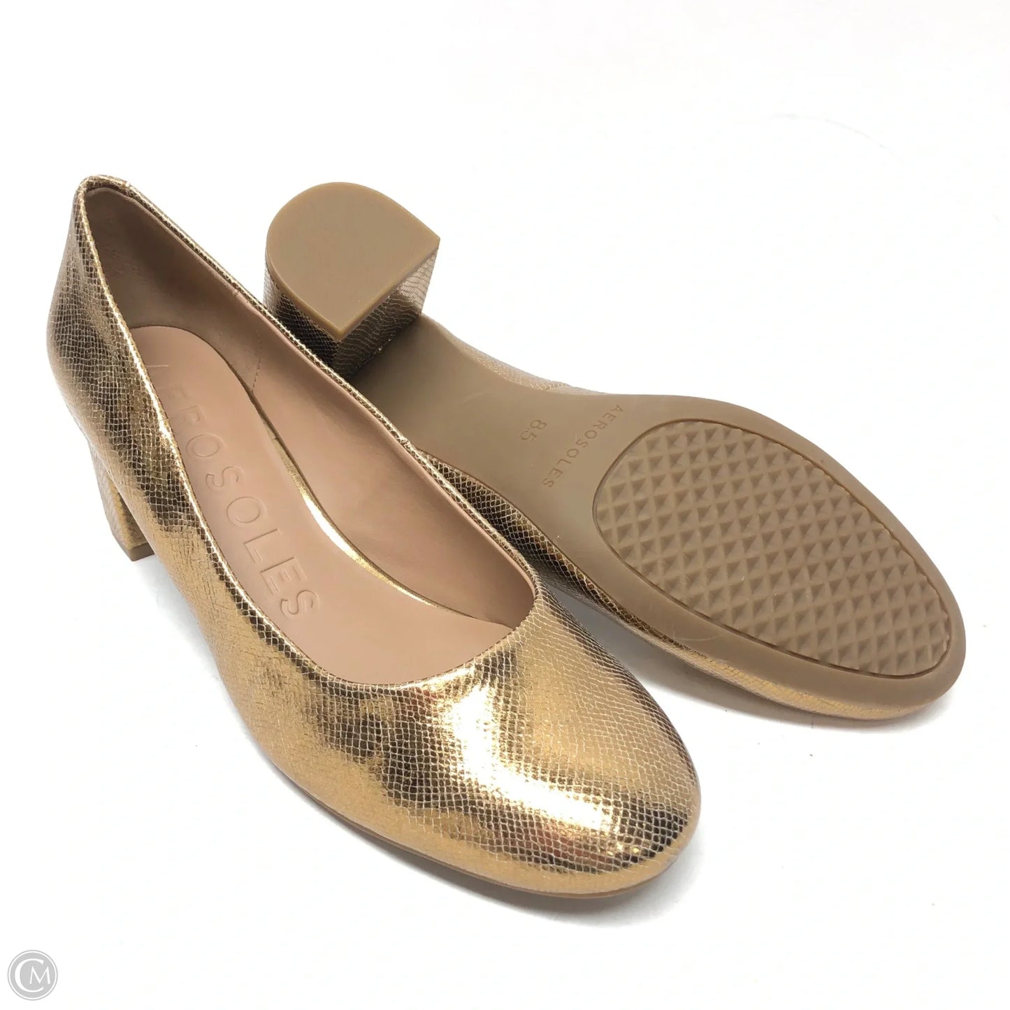 Shoes Heels Block By Aerosoles In Gold, Size: 8.5