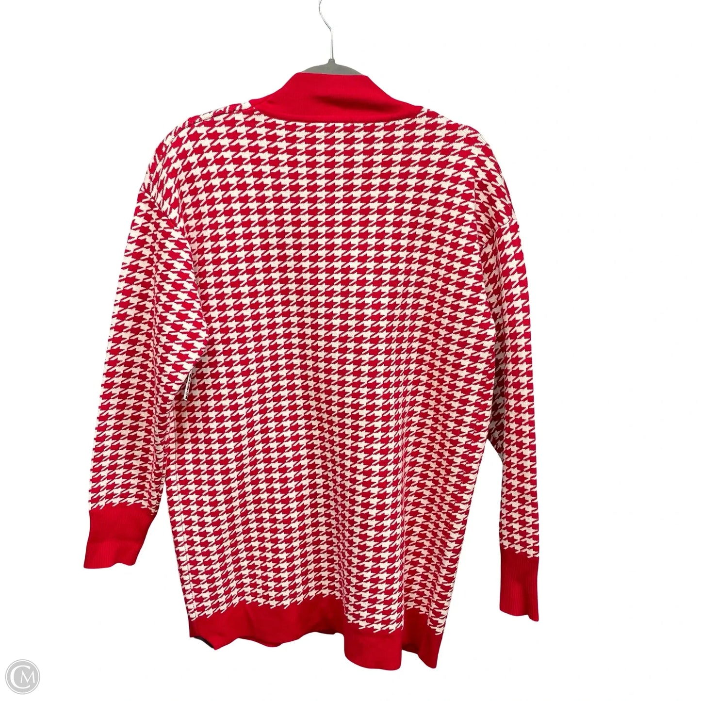 Sweater Cardigan By Clothes Mentor In Red & White, Size: M