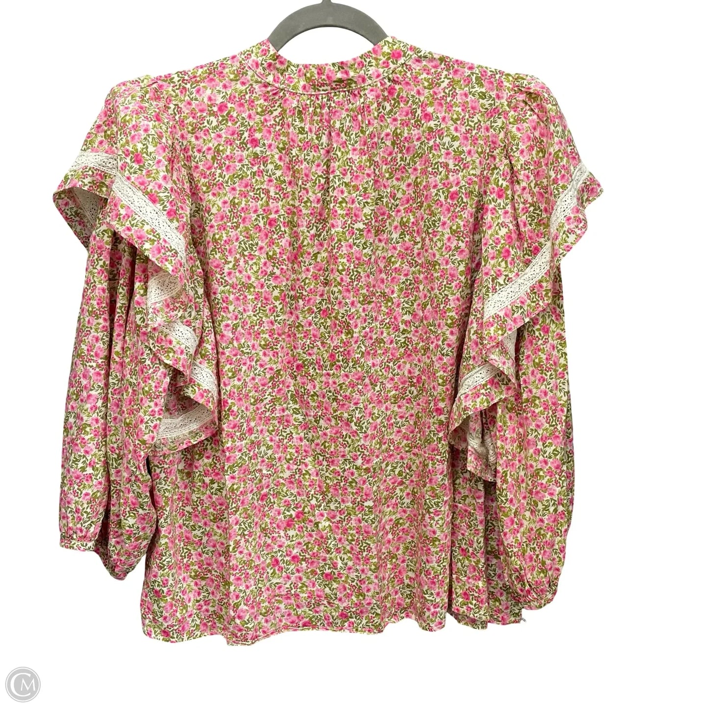 Top Long Sleeve By Who What Wear In Green & Pink, Size: Xxl