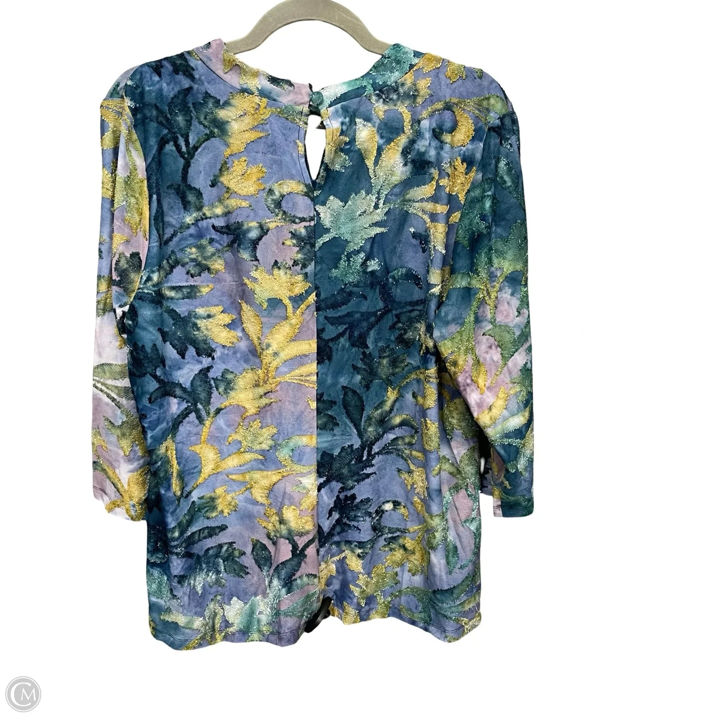 Top Long Sleeve By D&co. In Blue & Green, Size: L