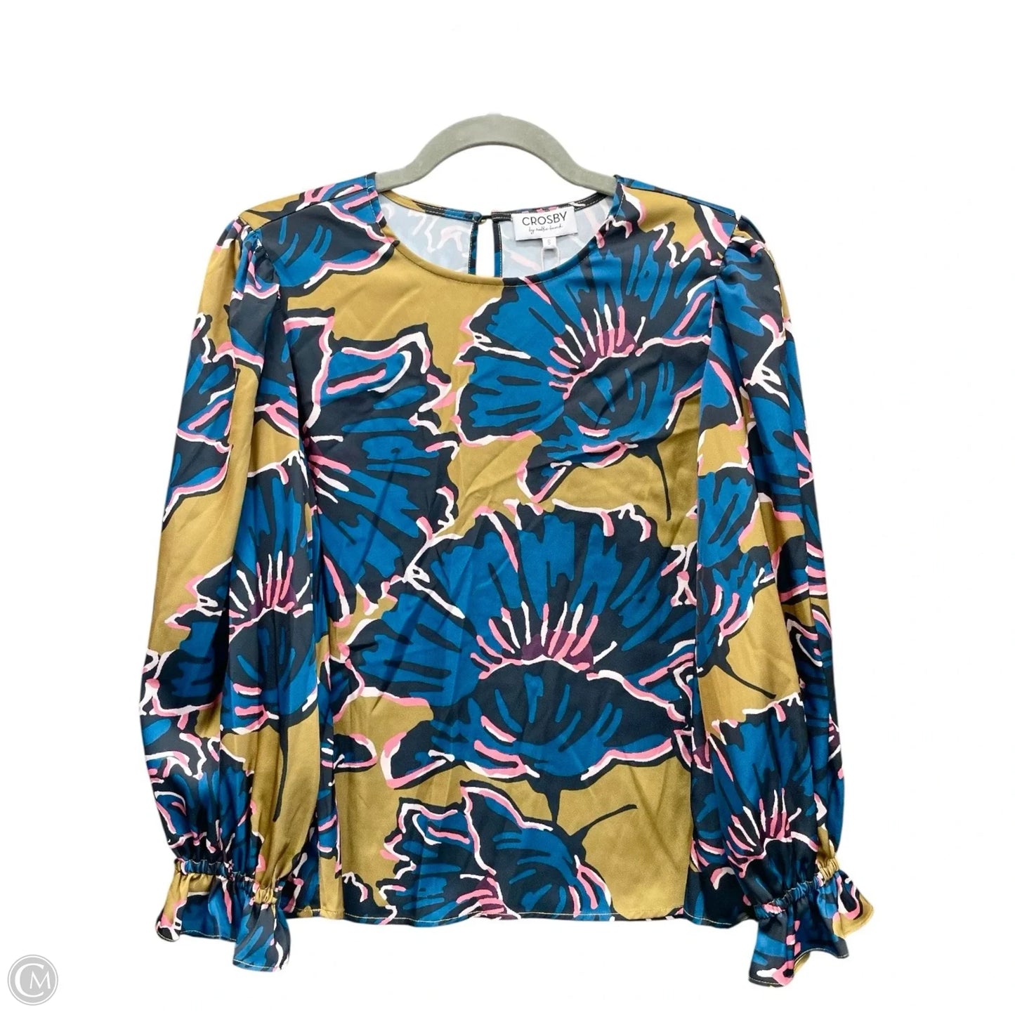 Top Long Sleeve By Crosby In Blue & Brown, Size: S