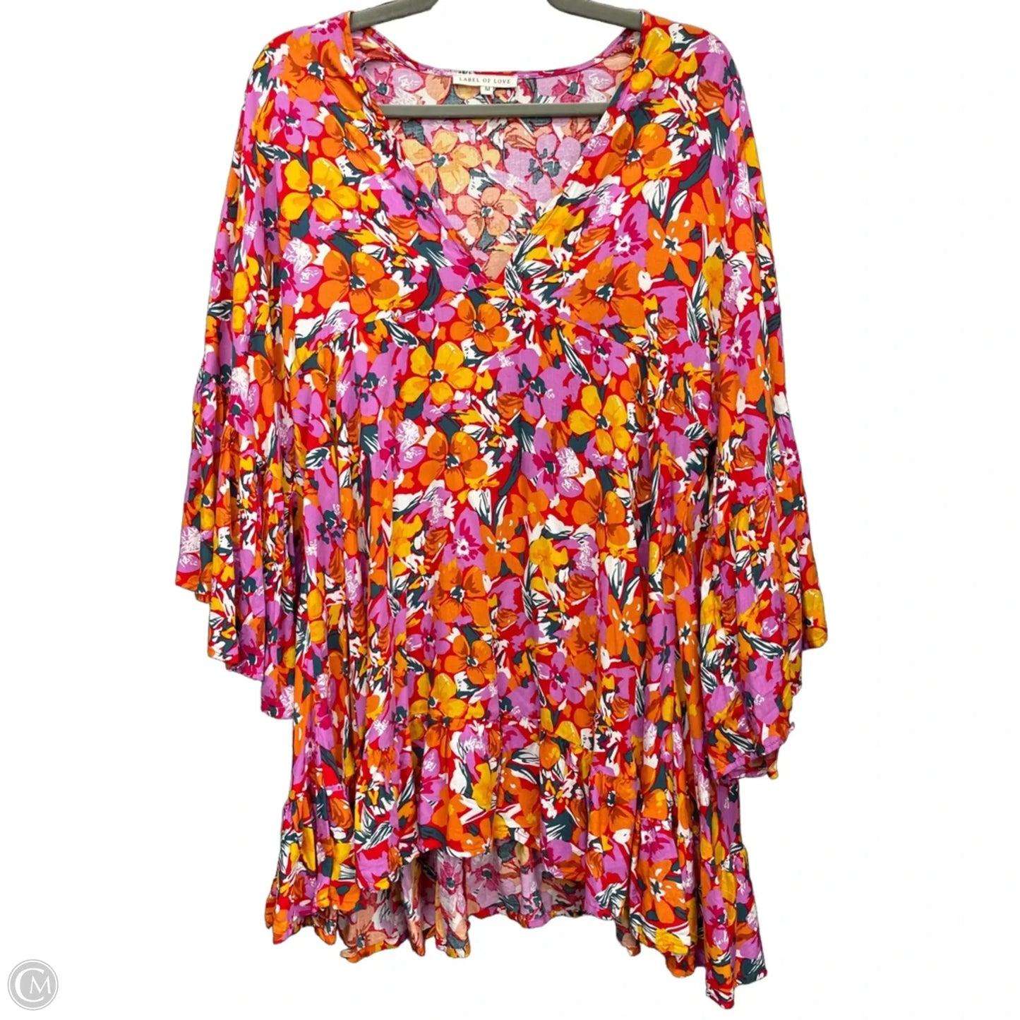 Tunic Long Sleeve By Clothes Mentor In Orange & Purple, Size: M