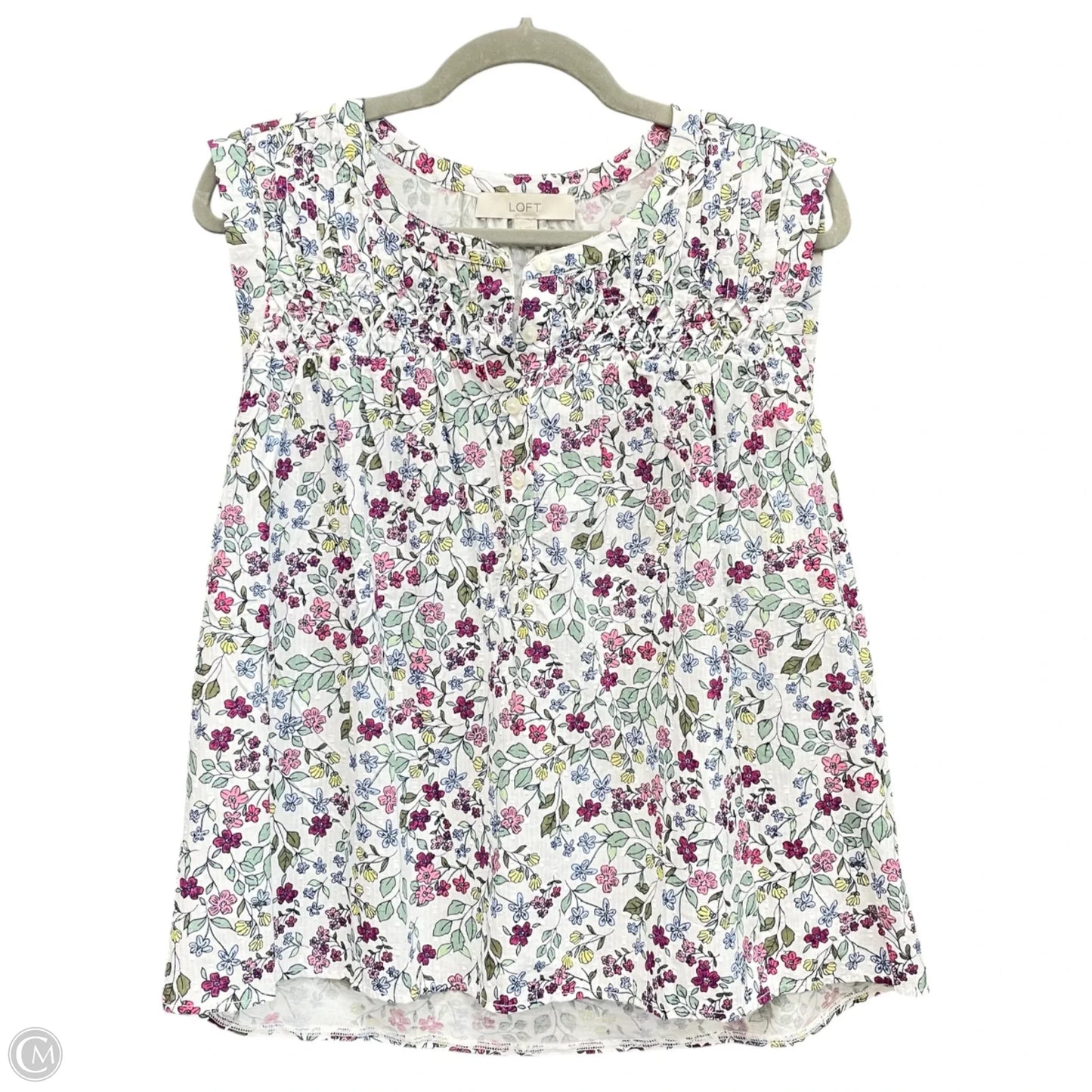 Top Sleeveless By Loft In White, Size: L