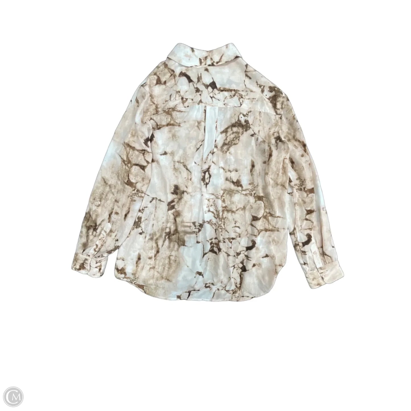Blouse Long Sleeve By Investments In Cream, Size: L