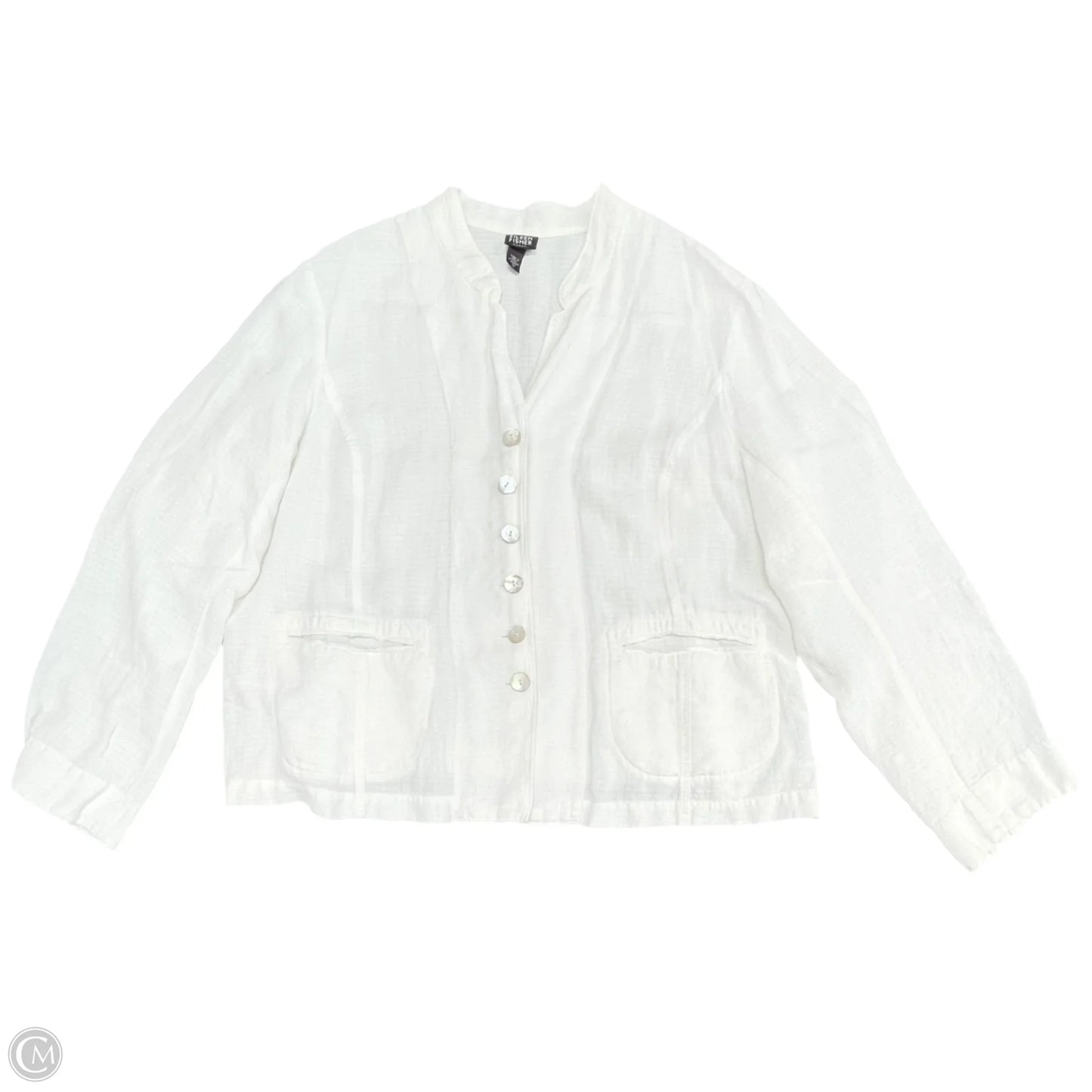 Jacket Shirt By Eileen Fisher In White, Size: 1x