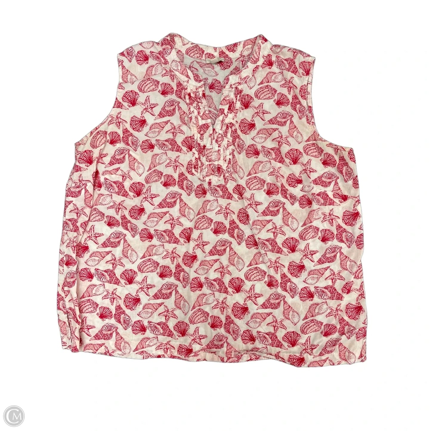 Top Sleeveless By Talbots In Red & White, Size: 2x
