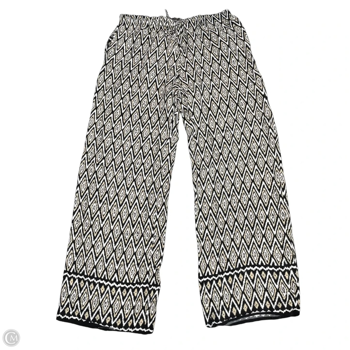 Pants Wide Leg By Max Studio In Black & Cream, Size: L
