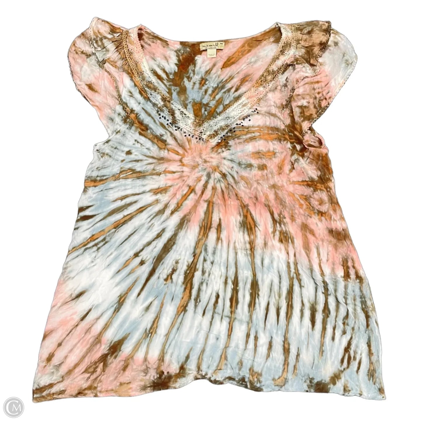 Top Short Sleeve By One World In Blue & Pink, Size: M
