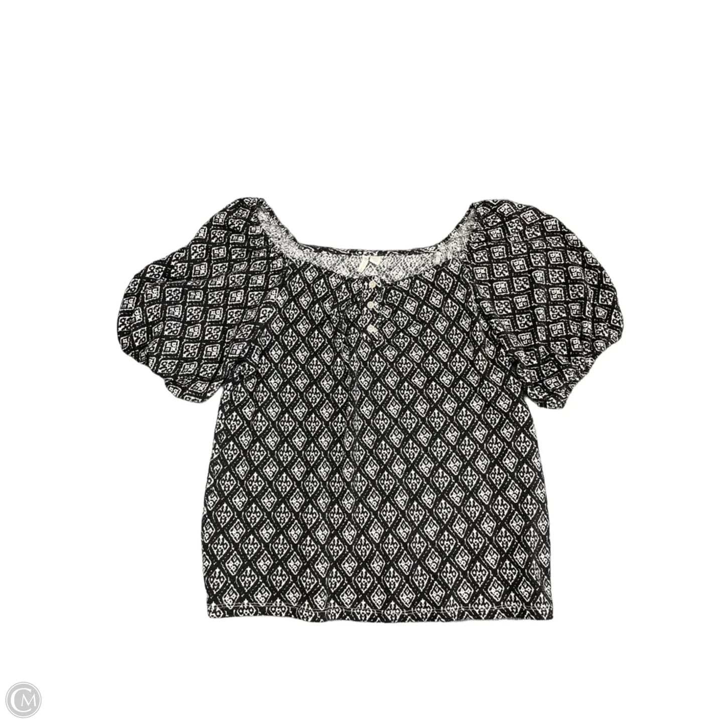 Top Short Sleeve By Cato In Black & White, Size: L