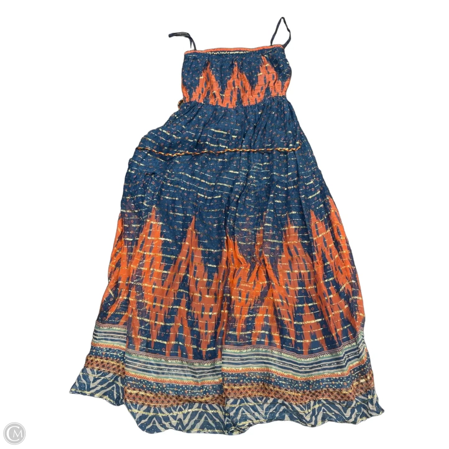Dress Casual Midi By Anthropologie In Blue & Orange, Size: 4p