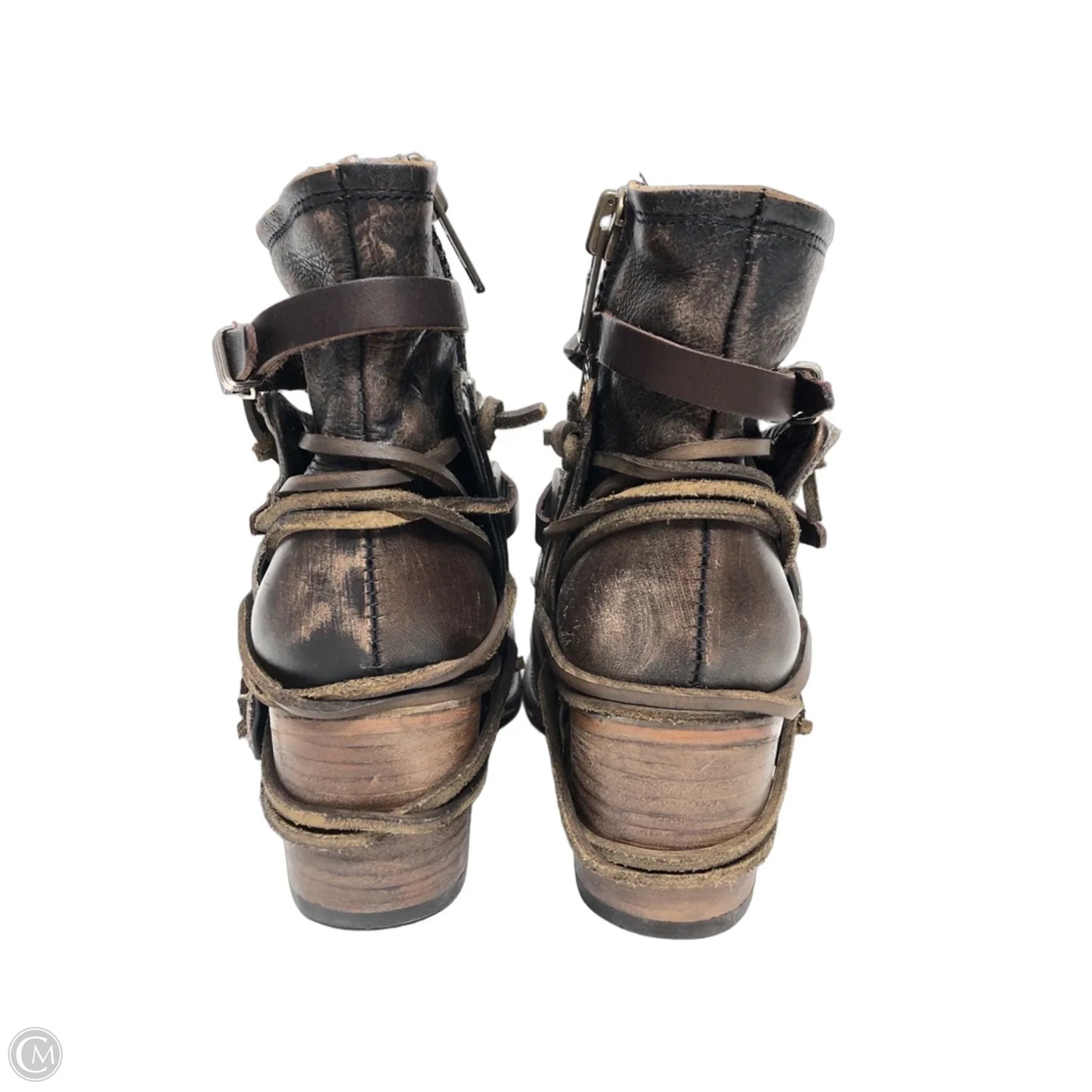 Boots Ankle Heels By Freebird In Brown, Size: 9