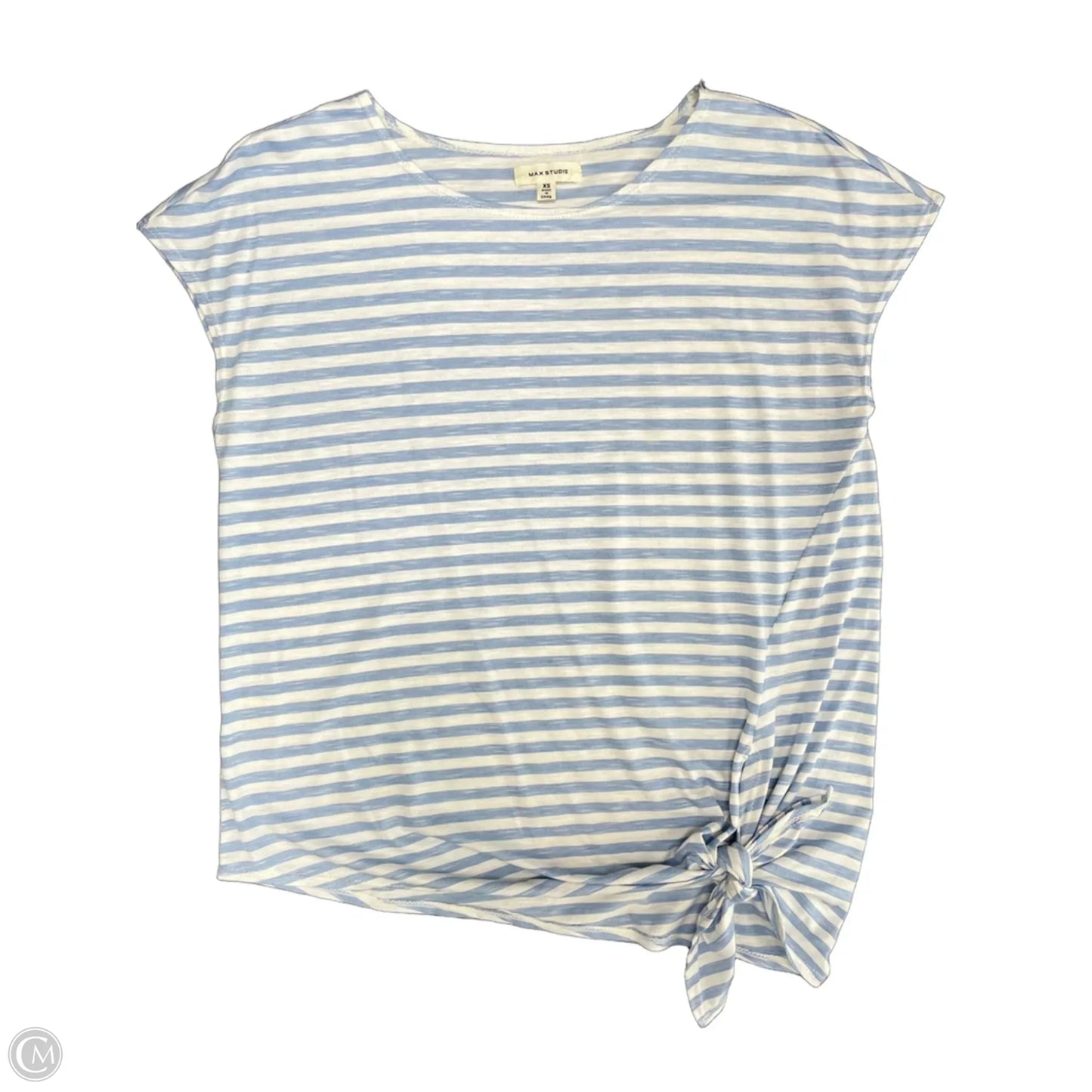 Top Short Sleeve By Max Studio In Blue & White, Size: Xs