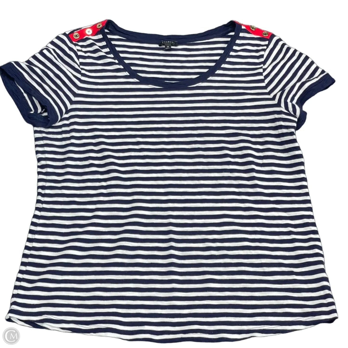 Top Short Sleeve By Talbots In Blue & White, Size: M