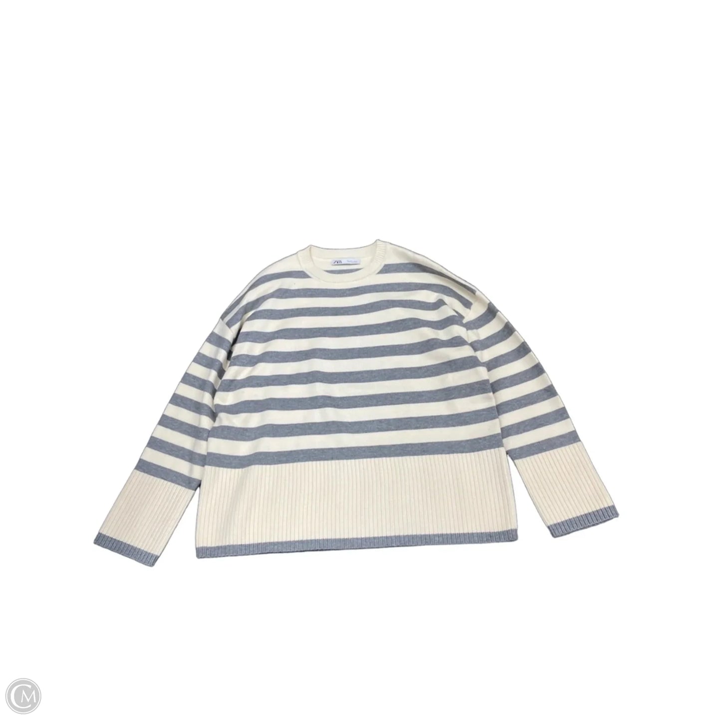 Sweater By Zara In Cream & Grey, Size: L