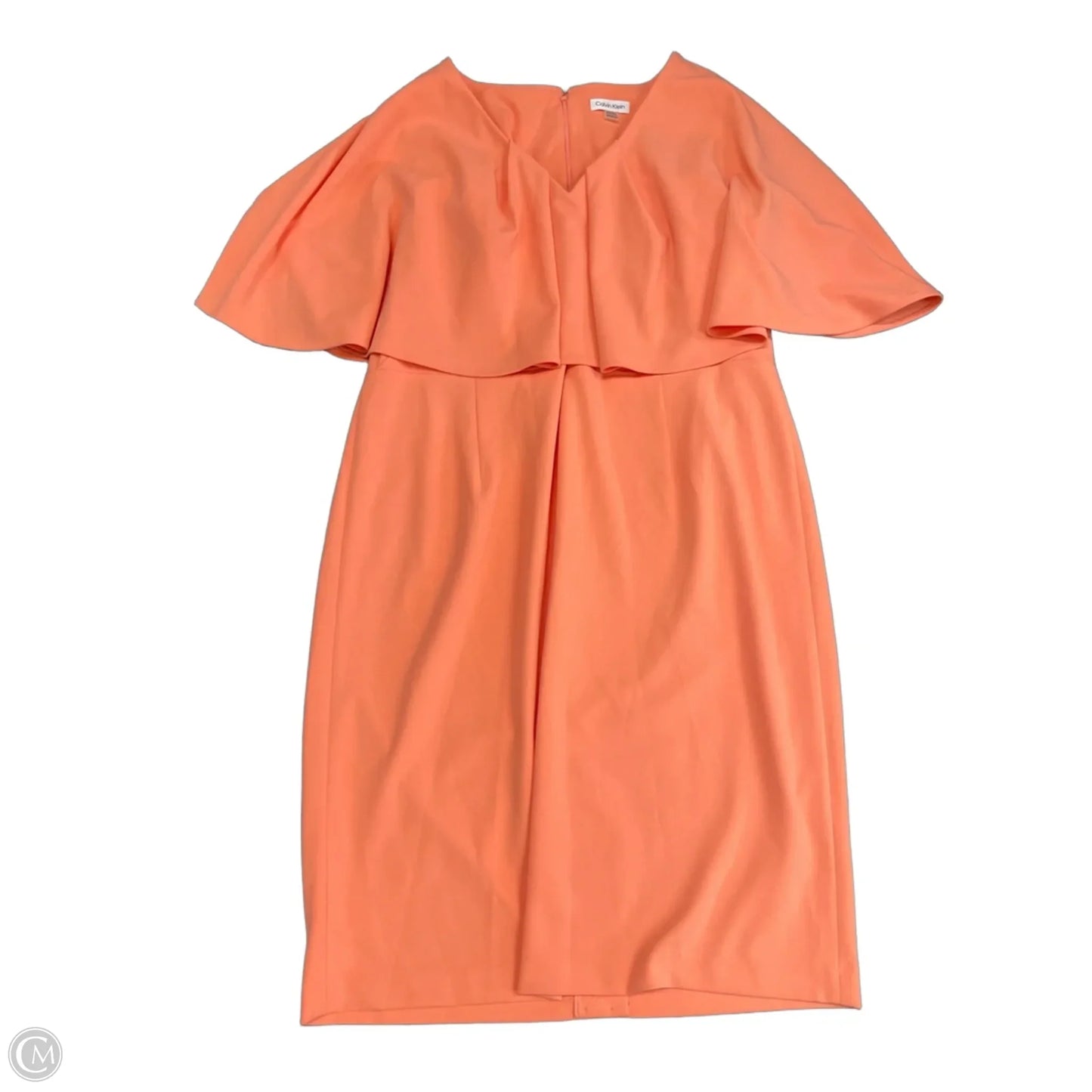 Dress Casual Midi By Calvin Klein In Orange, Size: 16